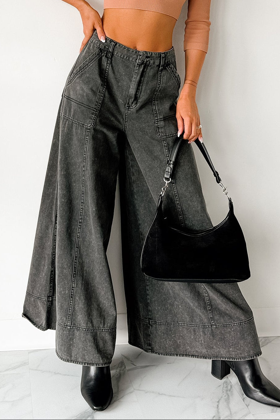 Norris Ultra Wide Leg Mustard Seed Jeans (Charcoal)