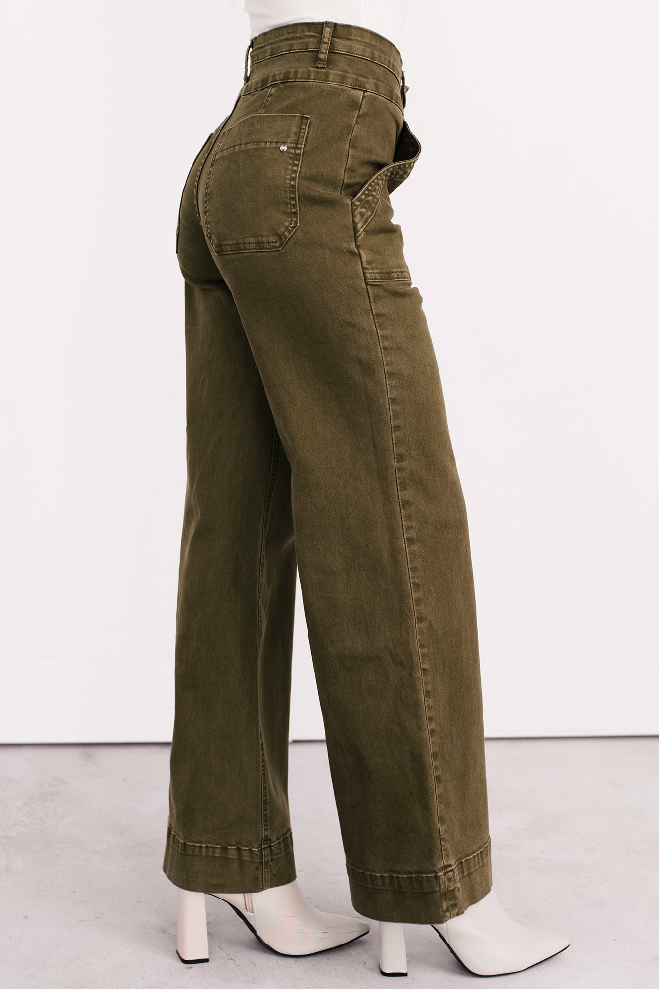 Henley Wide Leg Mica Denim Jeans (Fern Green)