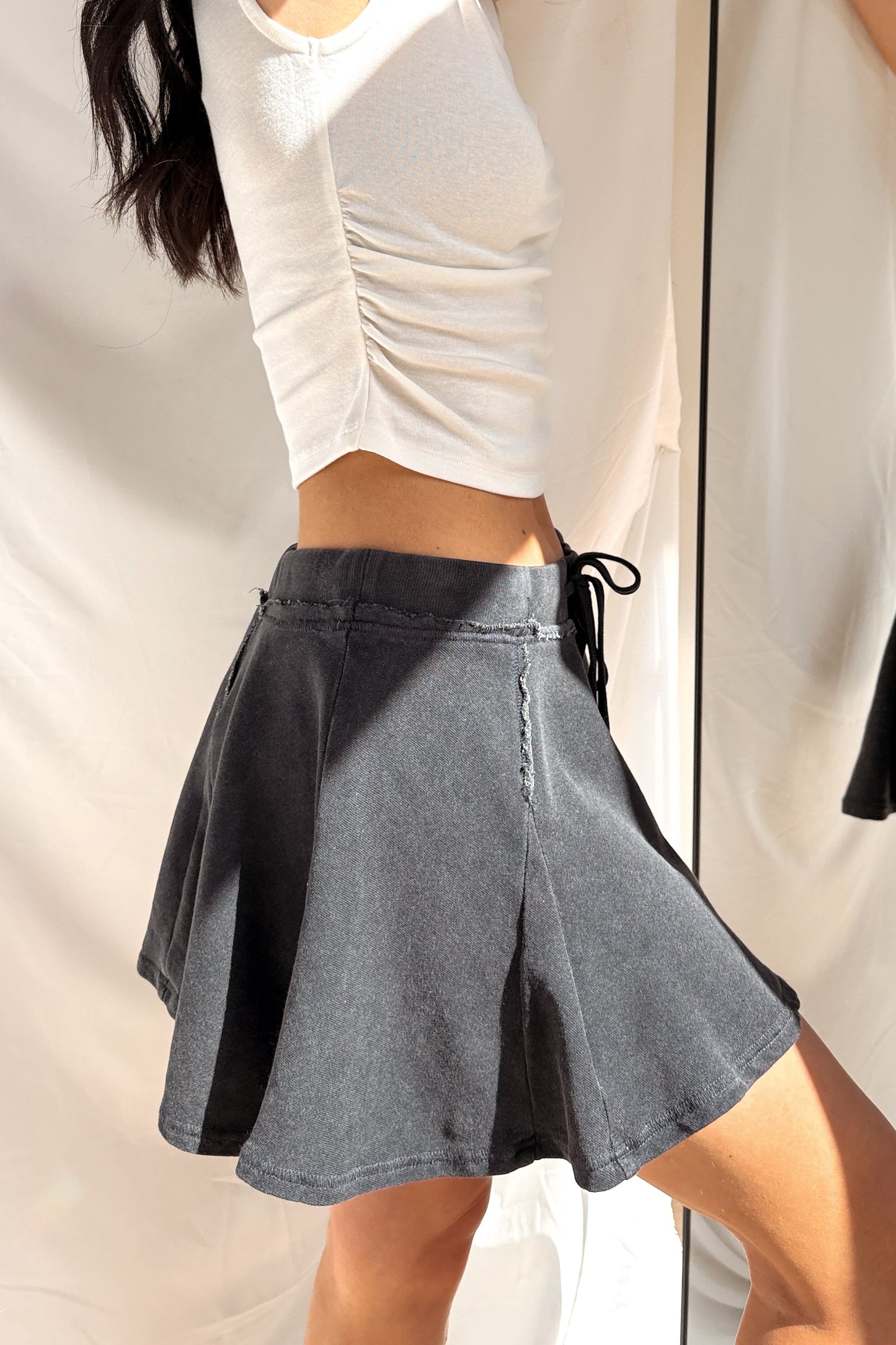 Off Duty Icon Acid Wash Knit Skort (Black)