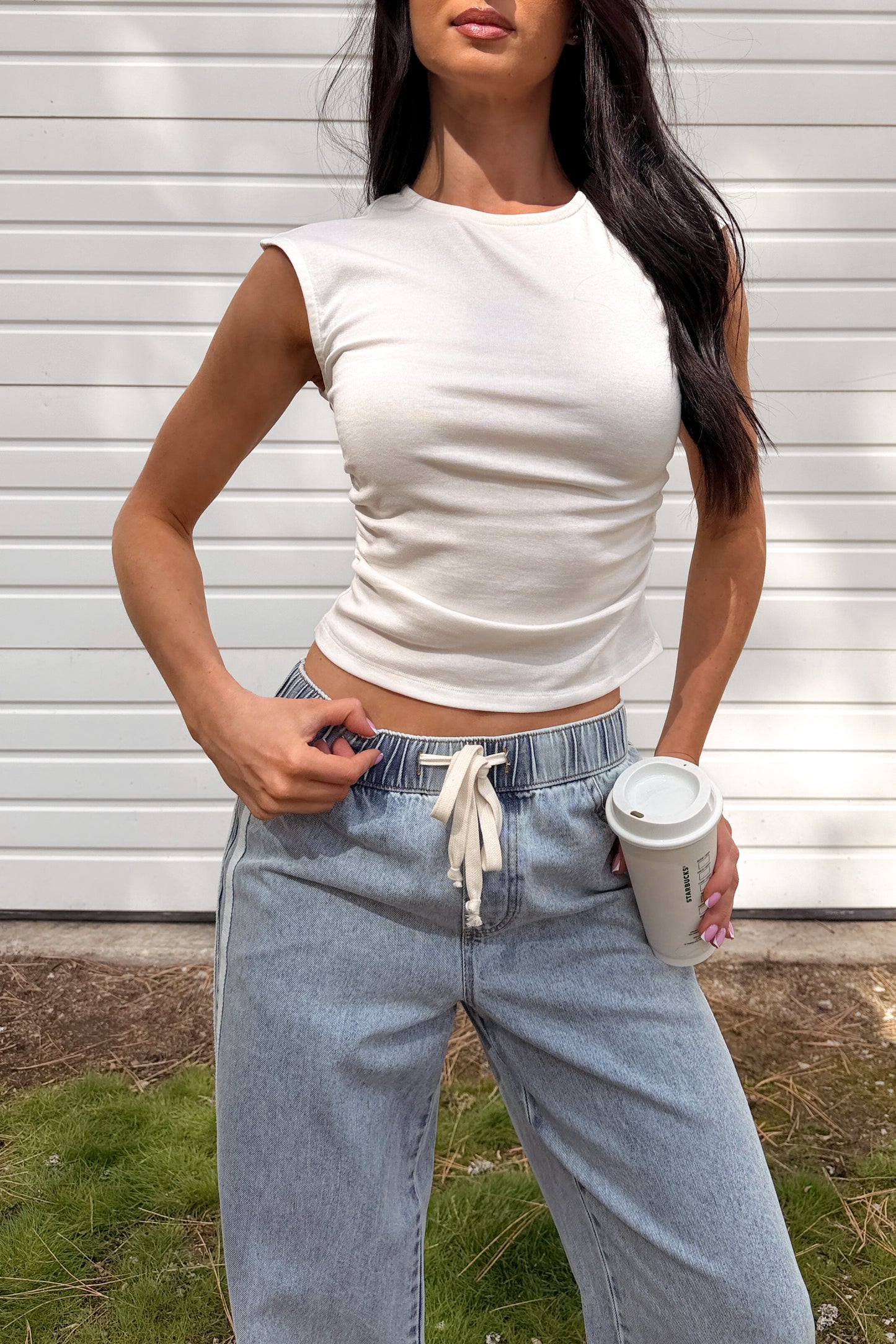 Wear On Repeat Sleeveless Basic Top (Off-White)