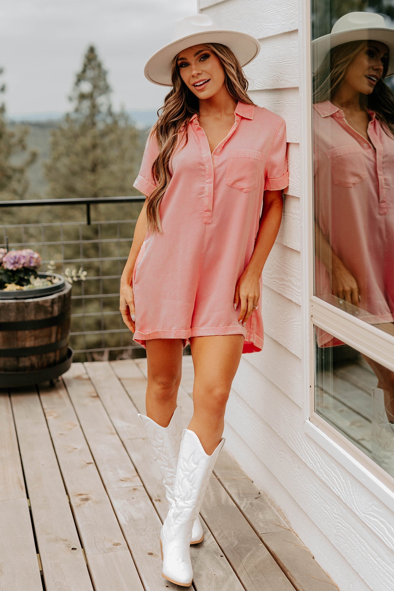 Cozy Spell Mineral Wash Zenana Romper (Dark Pink)