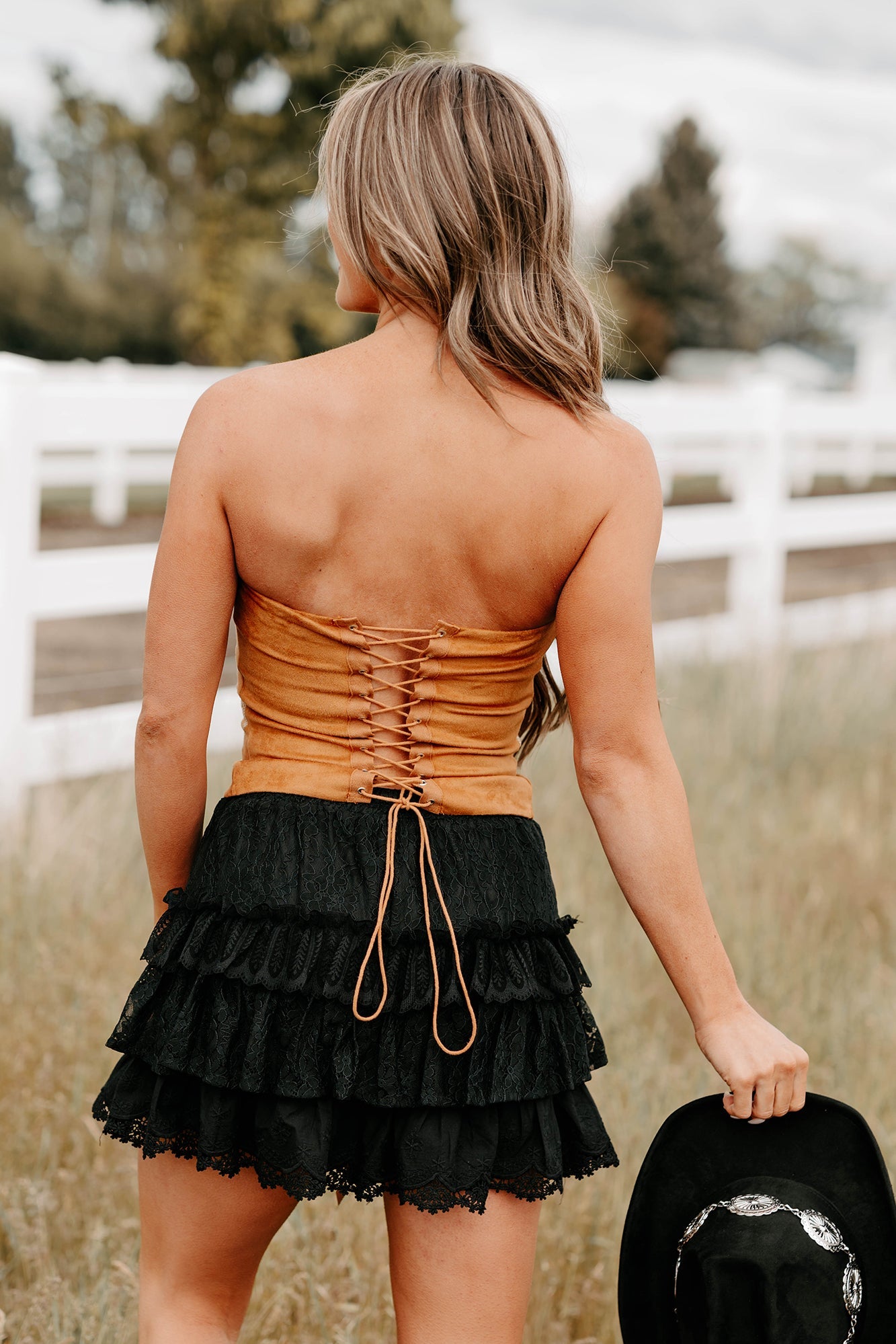 Ranch Romance Strapless Western Top (Camel)