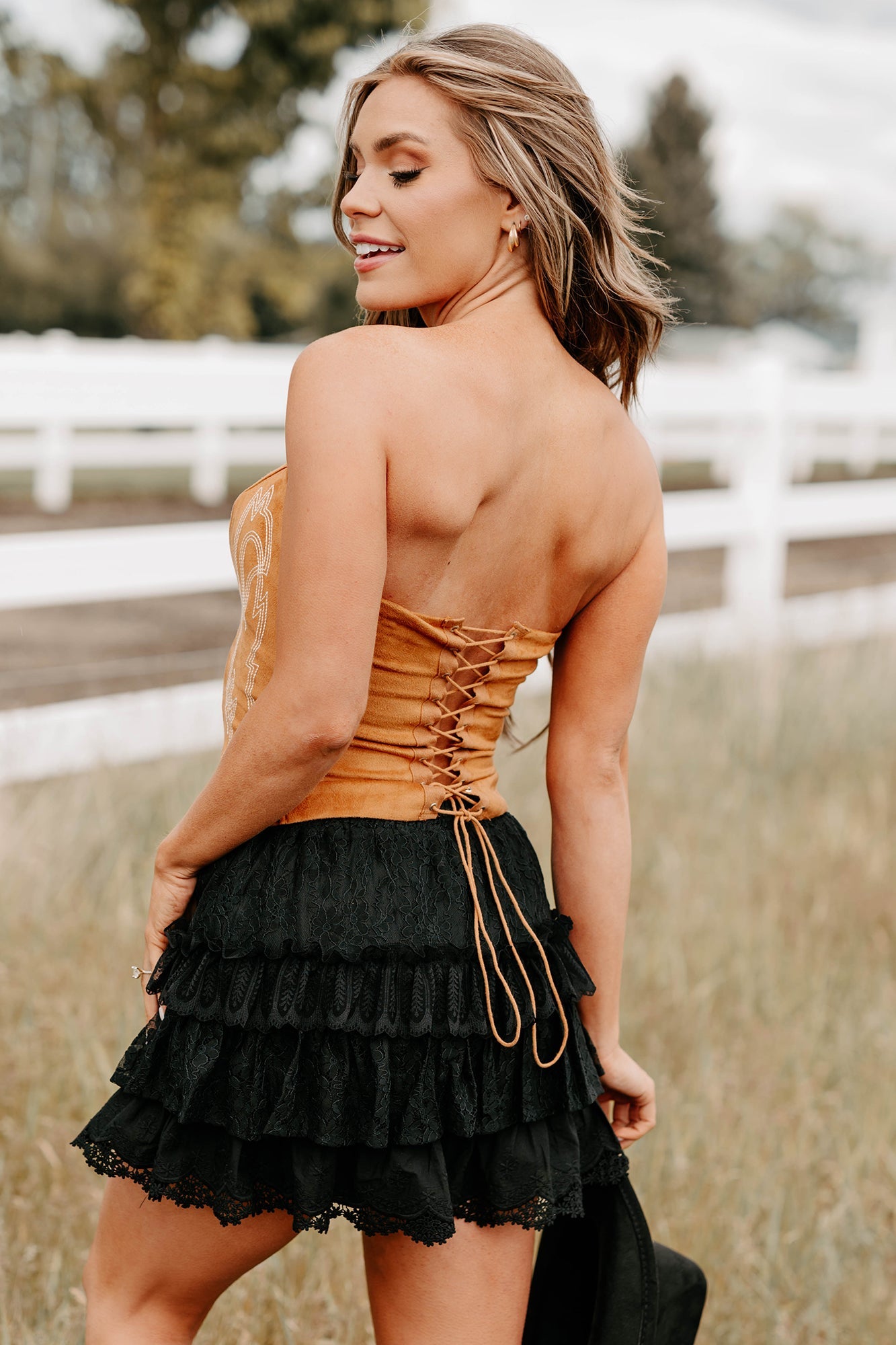 Ranch Romance Strapless Western Top (Camel)