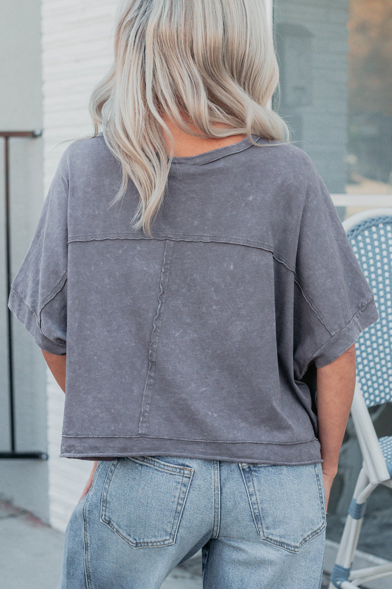 Kendrick Acid Wash Crop Top (Charcoal)