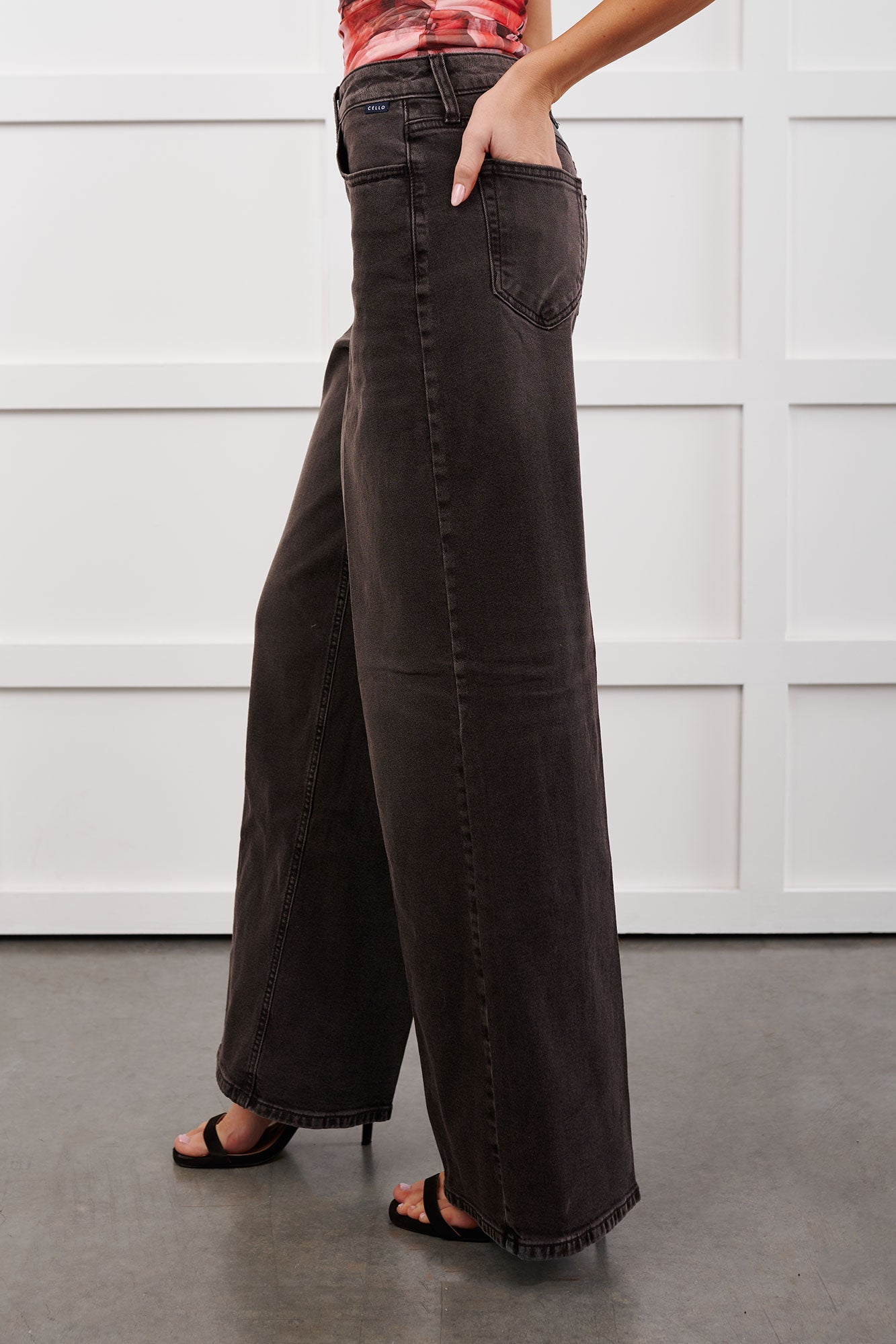 Bane High Rise Wide Leg Cello Jeans (Grey)
