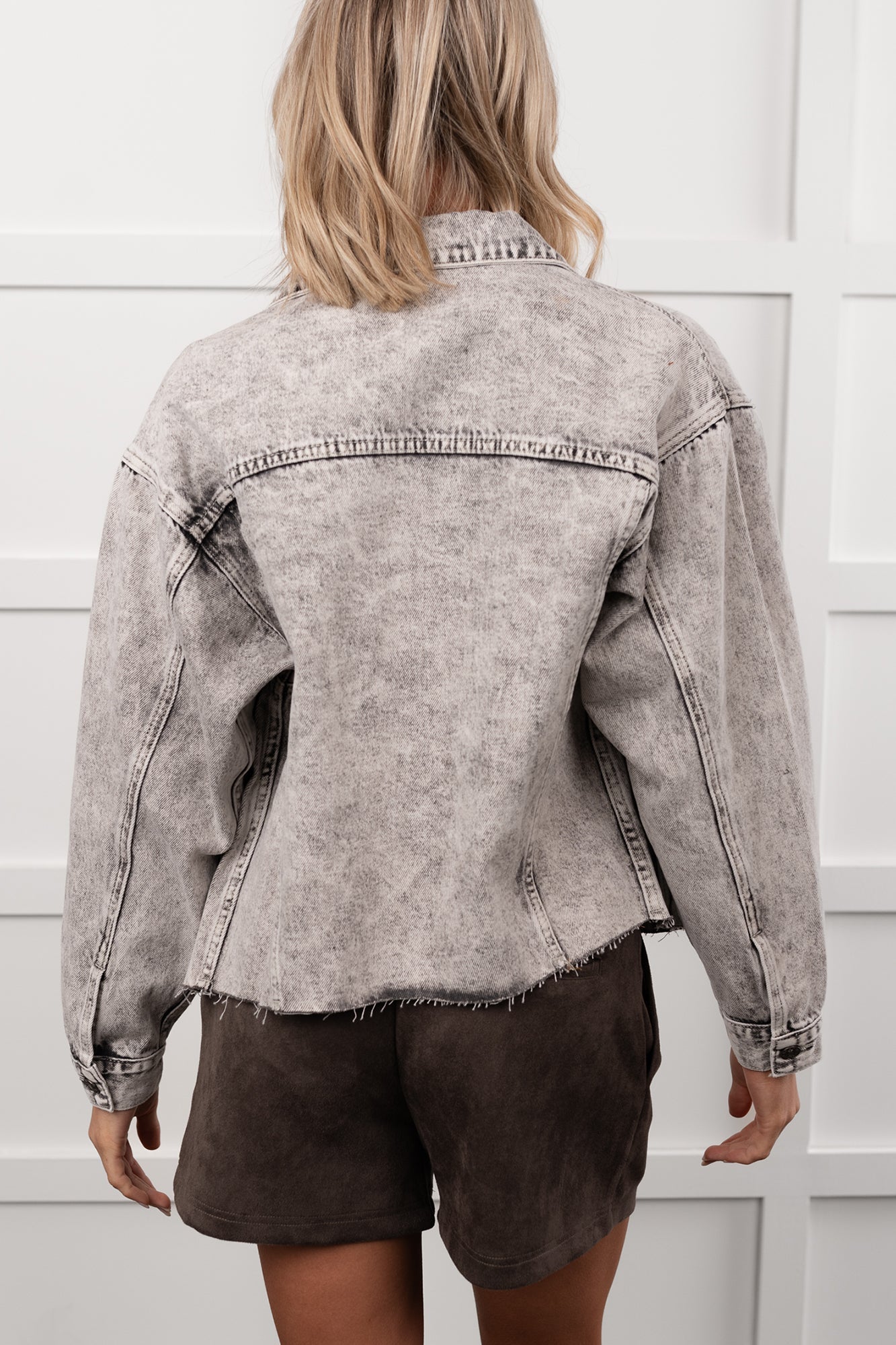 Always Enough Acid Wash Denim Jacket (Grey)