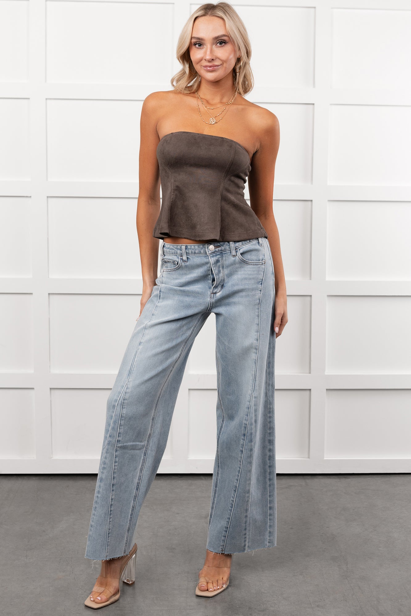 Let Love Rule Peplum Top Two Piece Set (Ash)