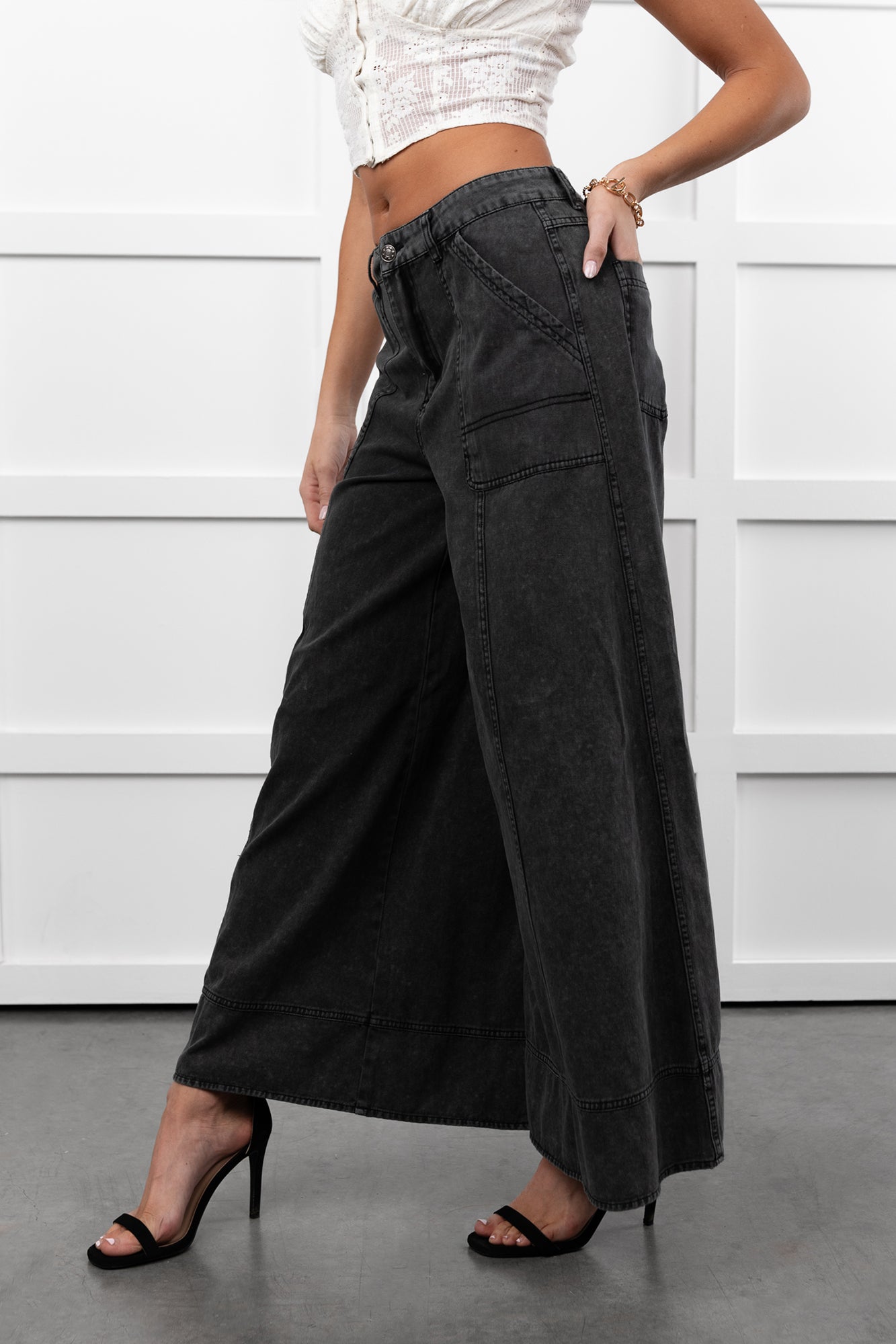 Norris Ultra Wide Leg Mustard Seed Jeans (Charcoal)