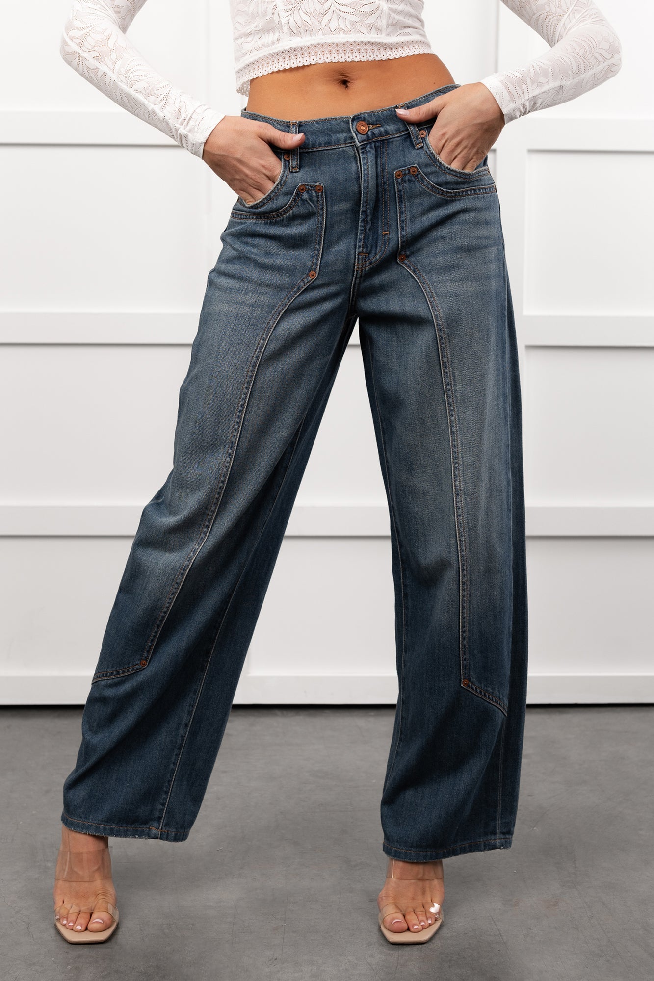 Elise Vintage Baggy Wide Leg Hidden Jeans (Medium)