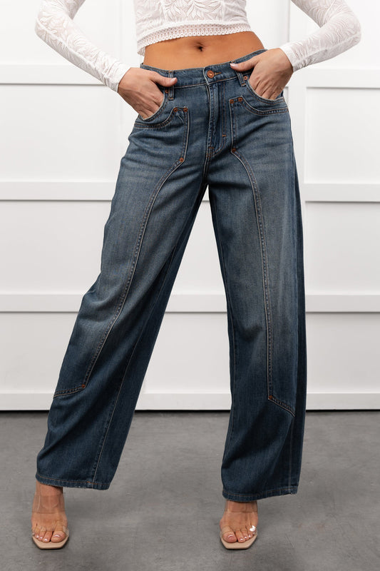 Elise Vintage Baggy Wide Leg Hidden Jeans (Medium)