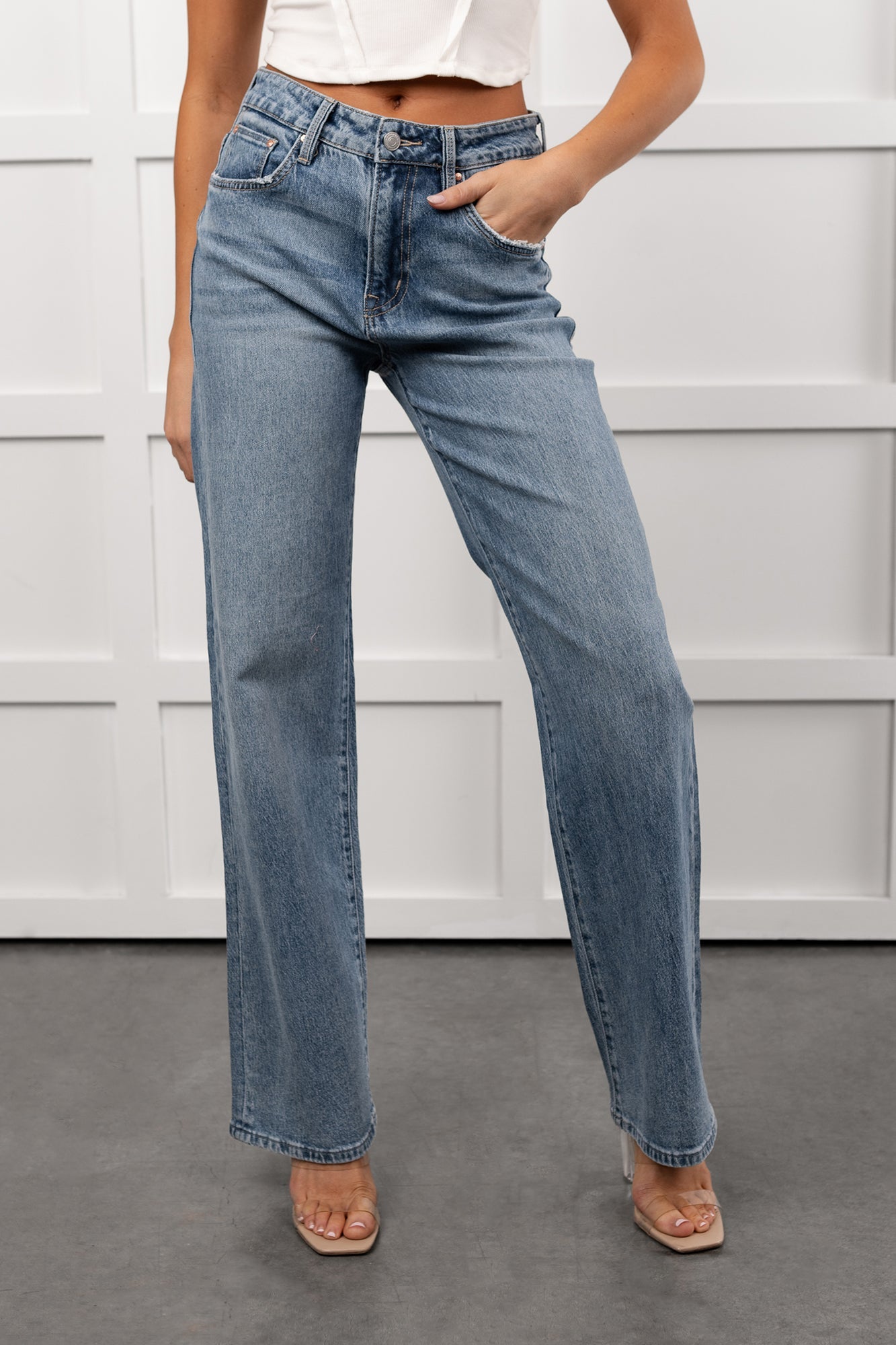 Graysen Wide Leg Mica Denim Jeans (Penn Blue)
