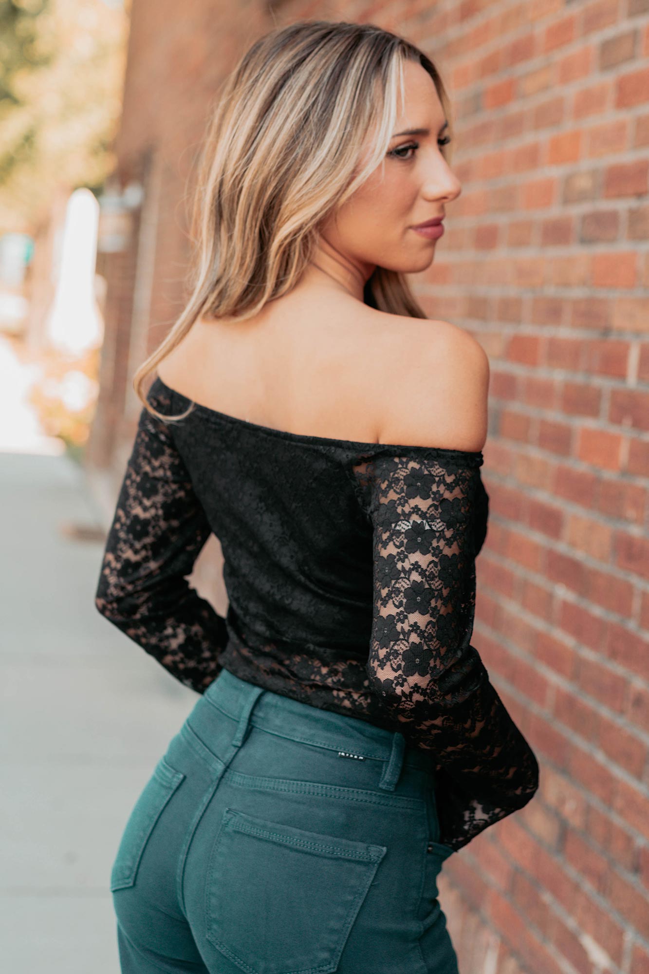 Up To Standard Ruched Lace Asymmetric Top (Black)