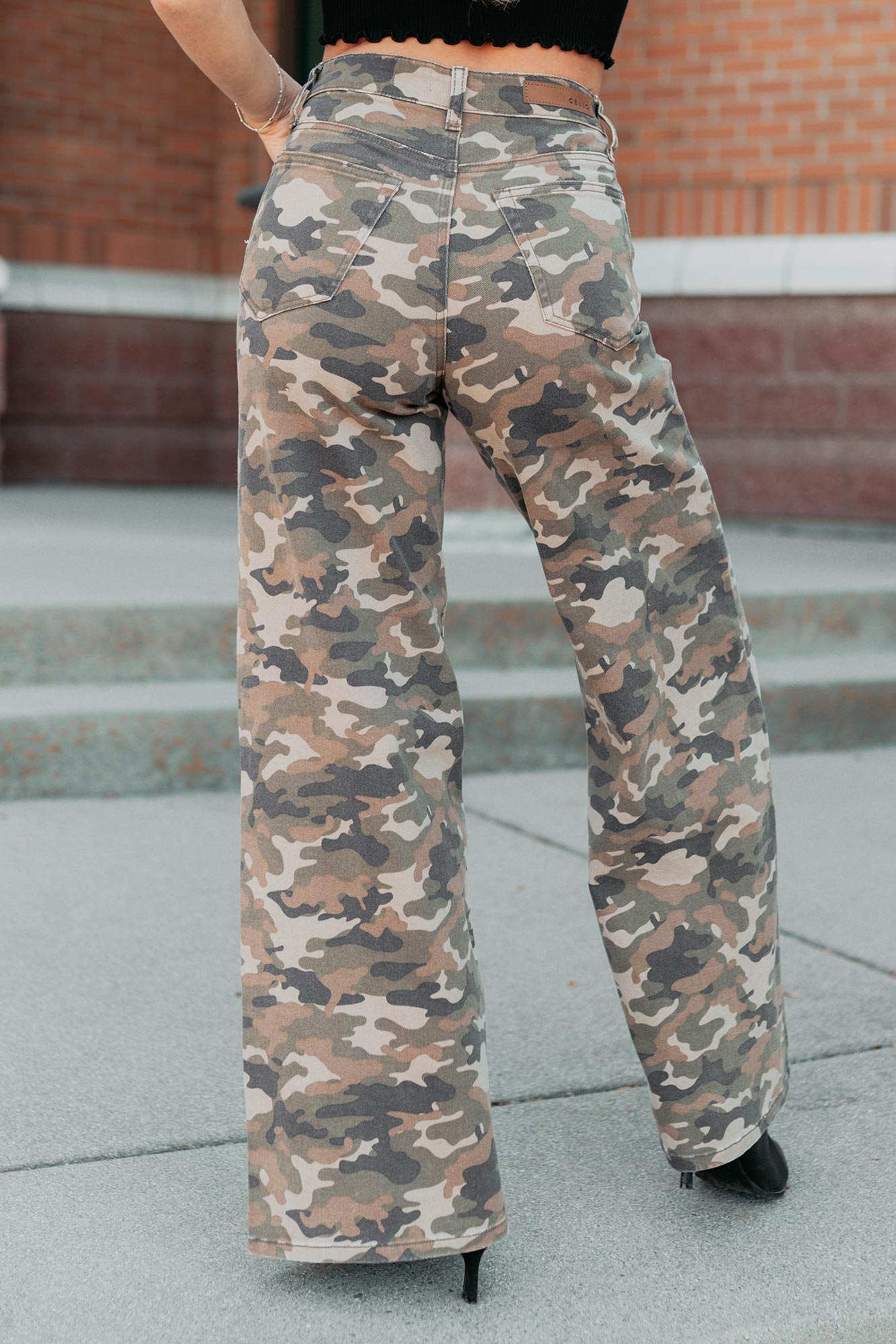 Douglas High Rise Wide Leg Cello Jeans (Camo)
