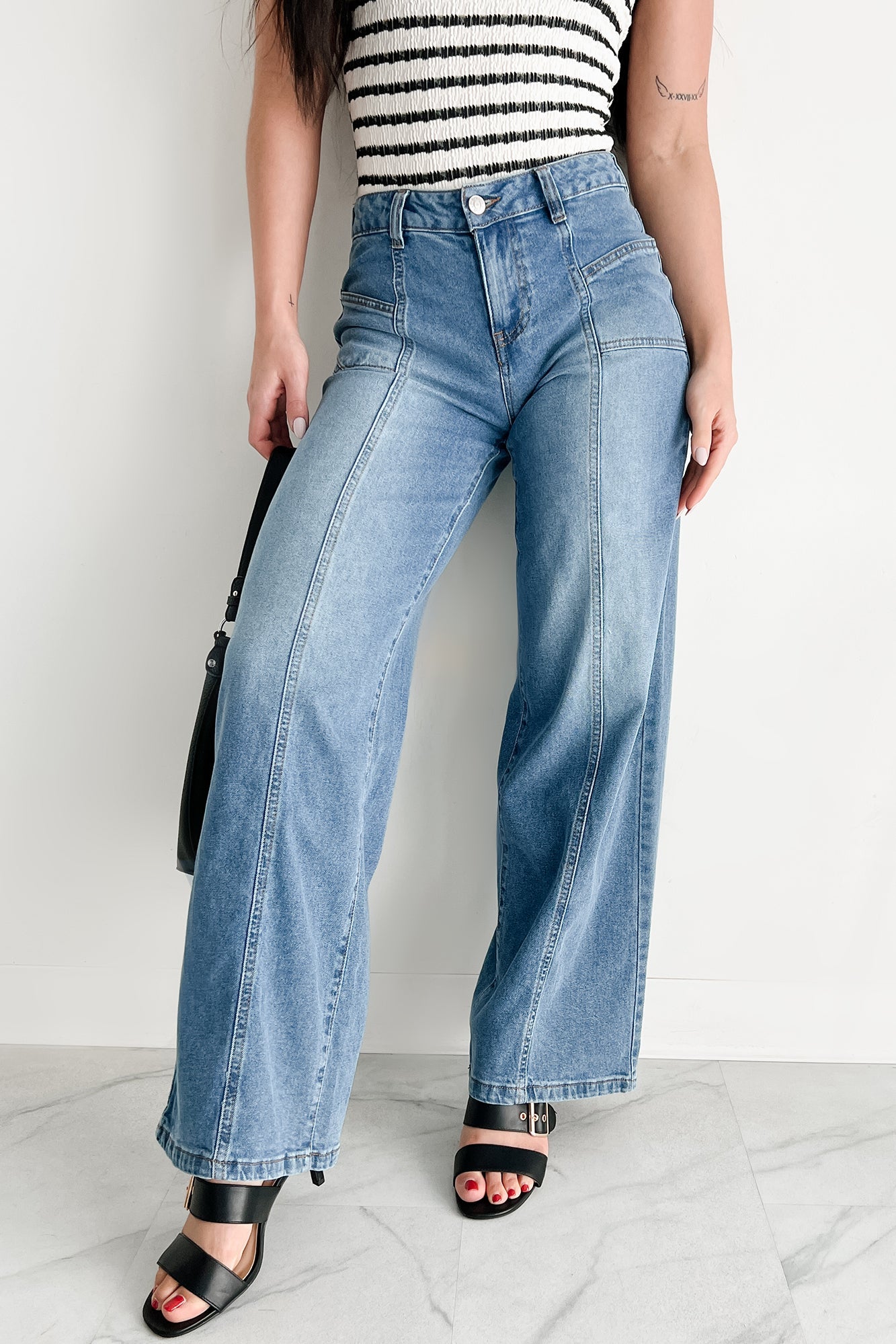 Ivana High Rise Wide Leg Almost Famous Jeans (Medium)