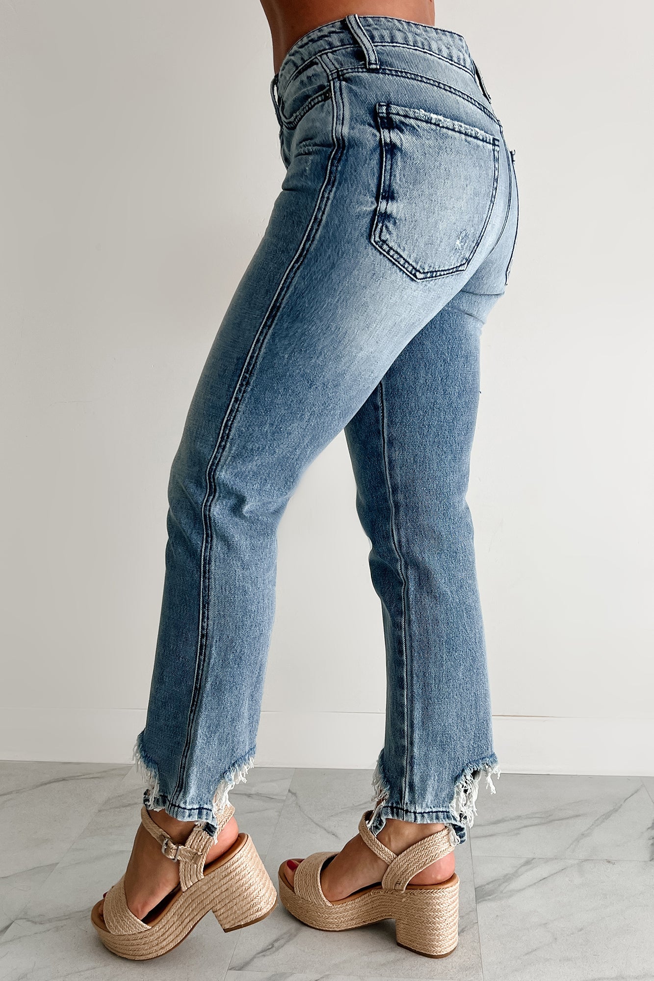Rosanna Special A Distressed Hem Dad Jeans (Medium Light)