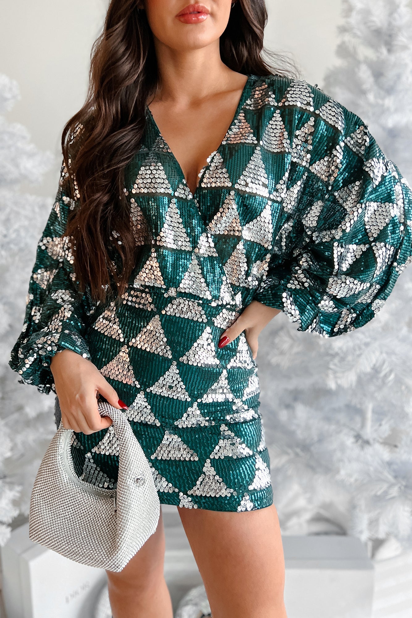 Ivanka Sequin Mini Dress (Hunter Green)
