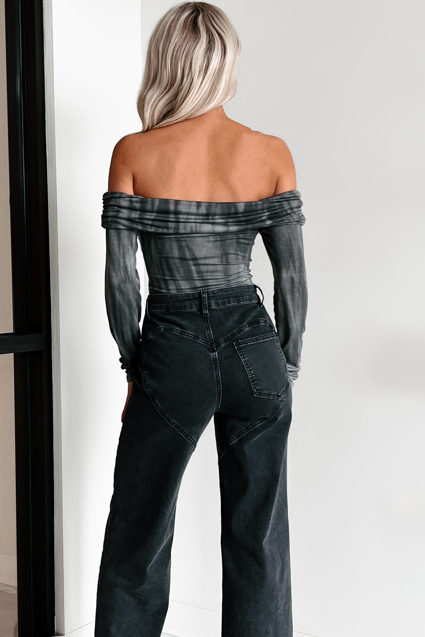 Kora Off The Shoulder Bodysuit (Black/Grey)