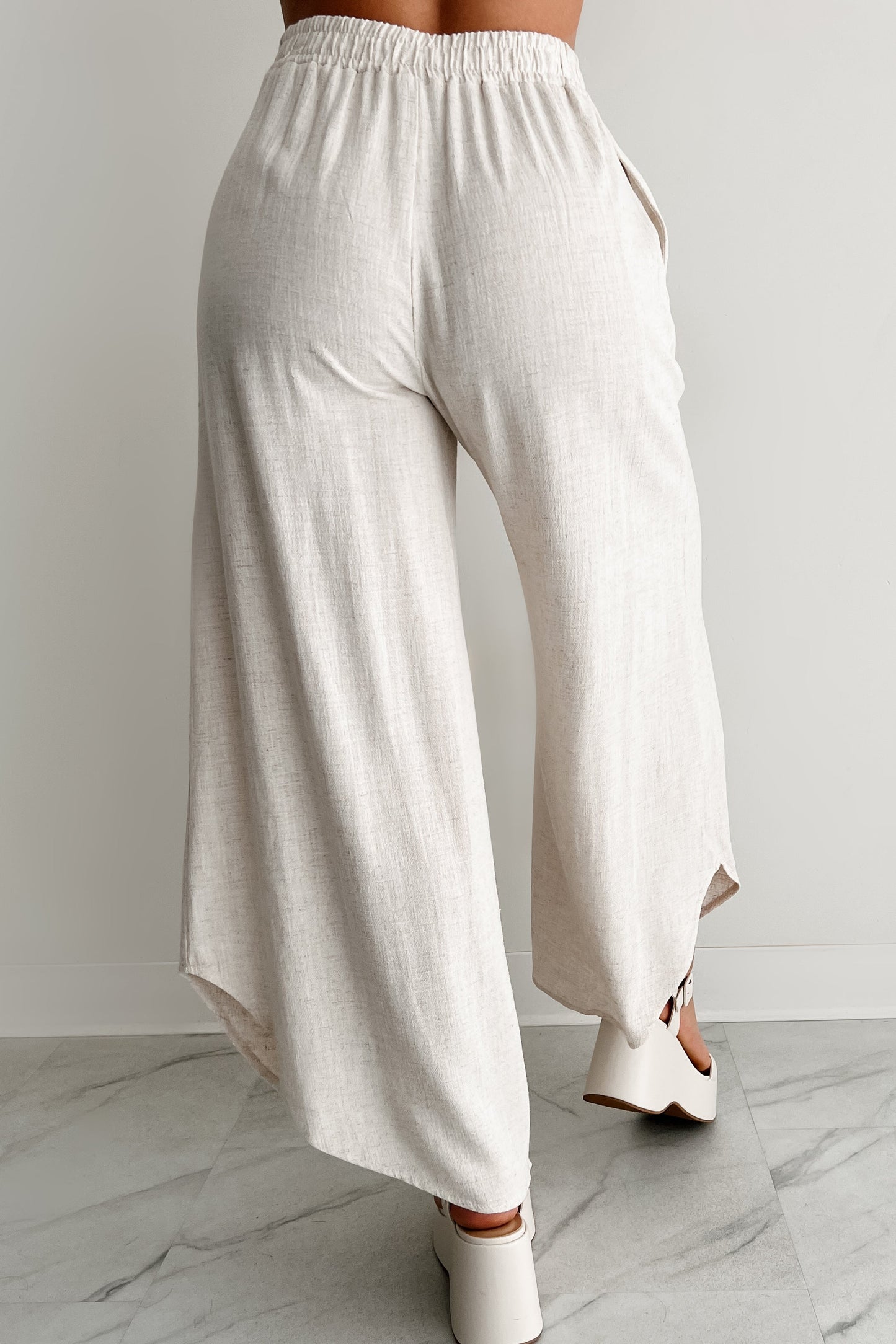 Breezy Hour High Rise Linen Pants (Oat)