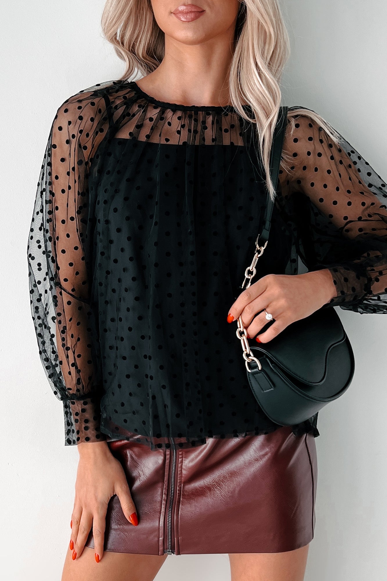 Dotted Perfection Polka Dot Mesh Top (Black)