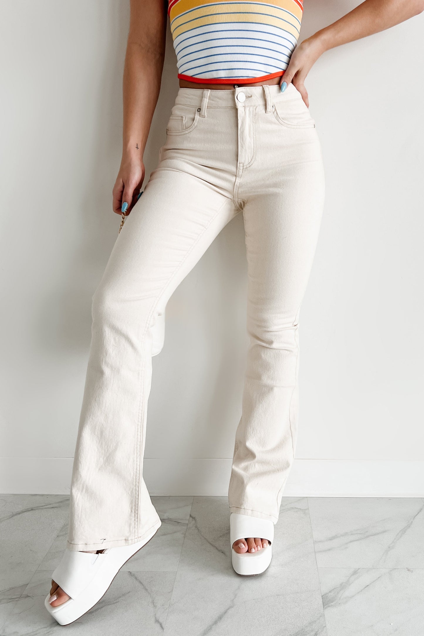Minka High Rise Flare Indigo Reign Jeans (Khaki)