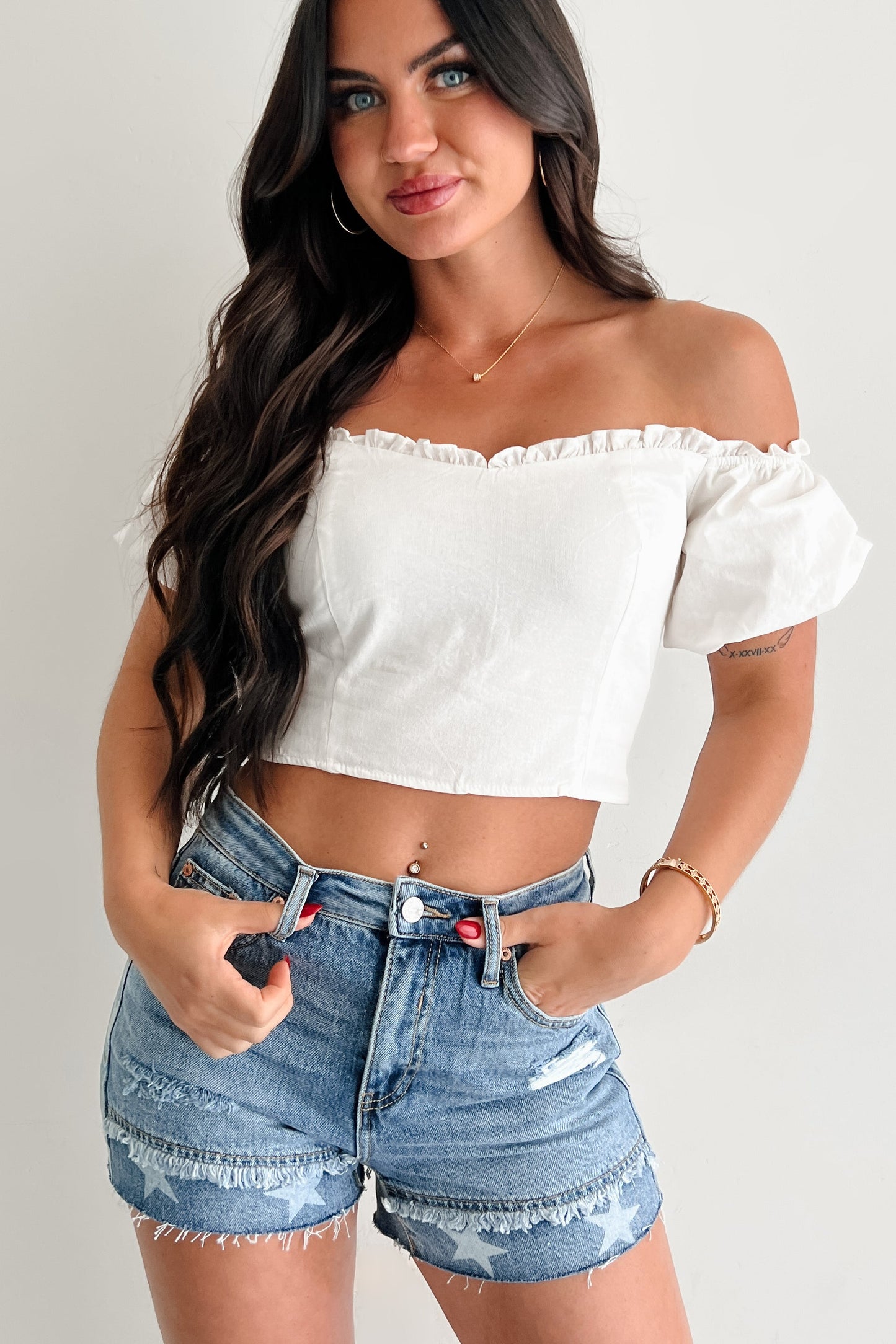 Call Me Cute Puff Sleeve Sweetheart Top (Off White)