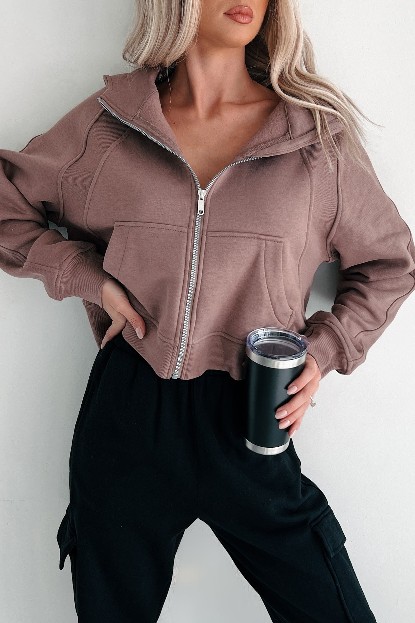 Miles Ahead Zip-Up Hoodie (Truffle)