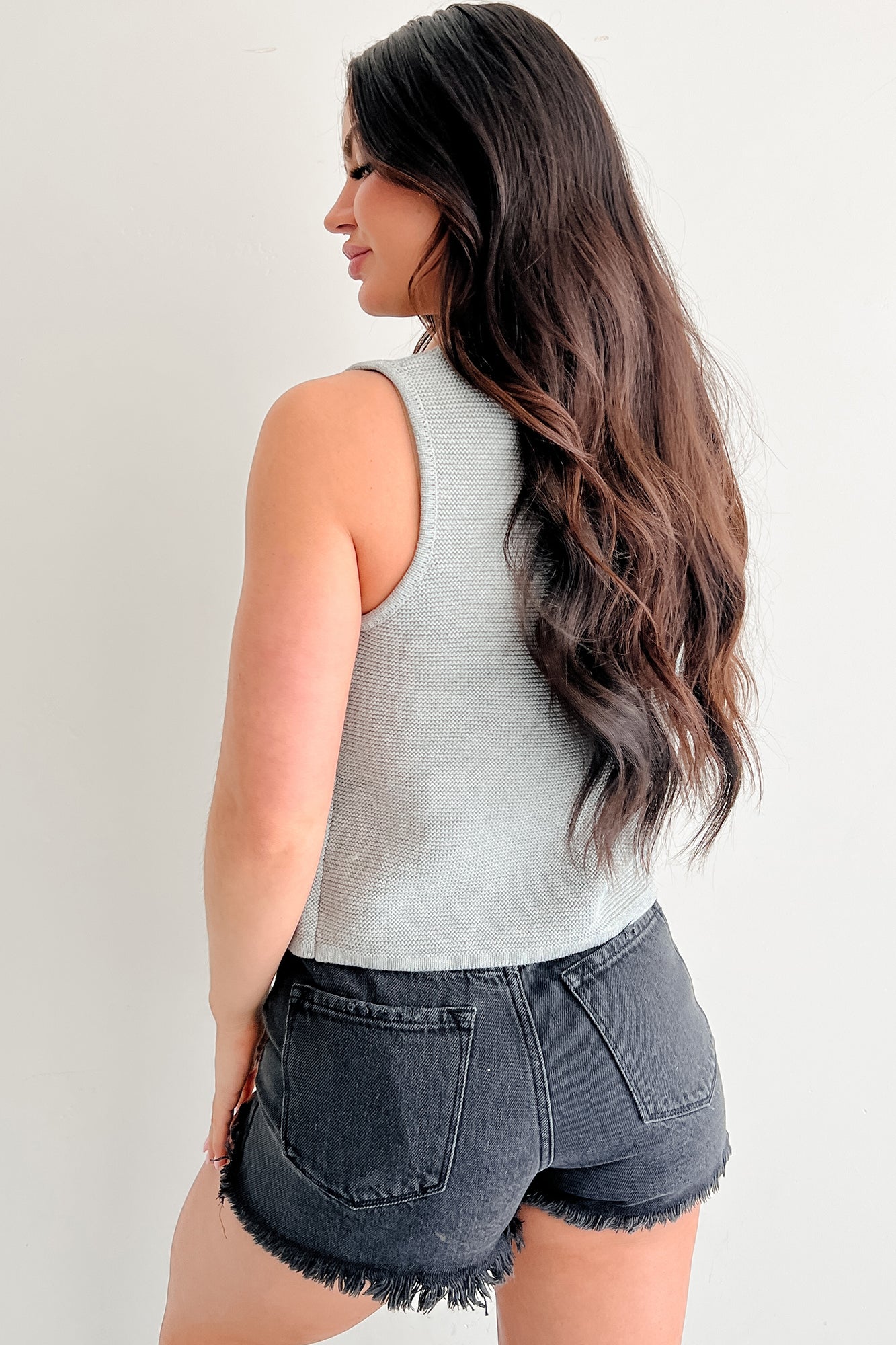 Girls' Night In Tie Front Sweater Vest (Heather Grey)