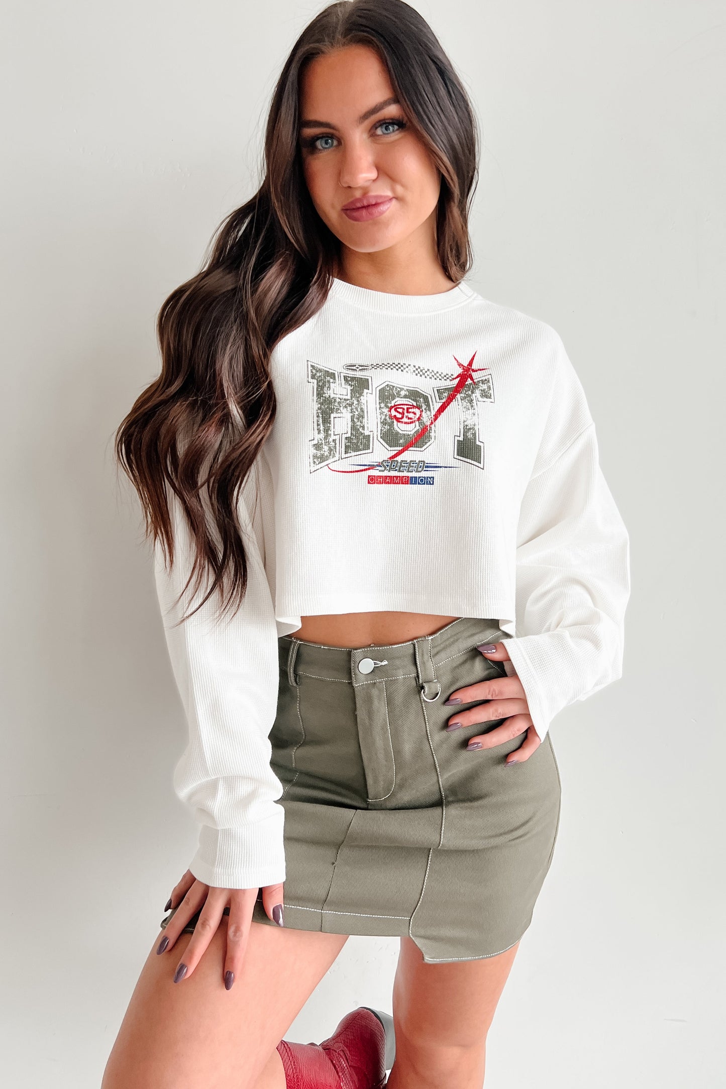 "Hot Speed Champion" Thermal Graphic Top (Ivory)
