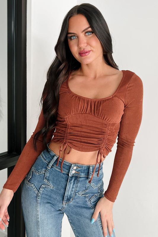 Mystic Evening Ruched Long Sleeve Top (Sequoia)