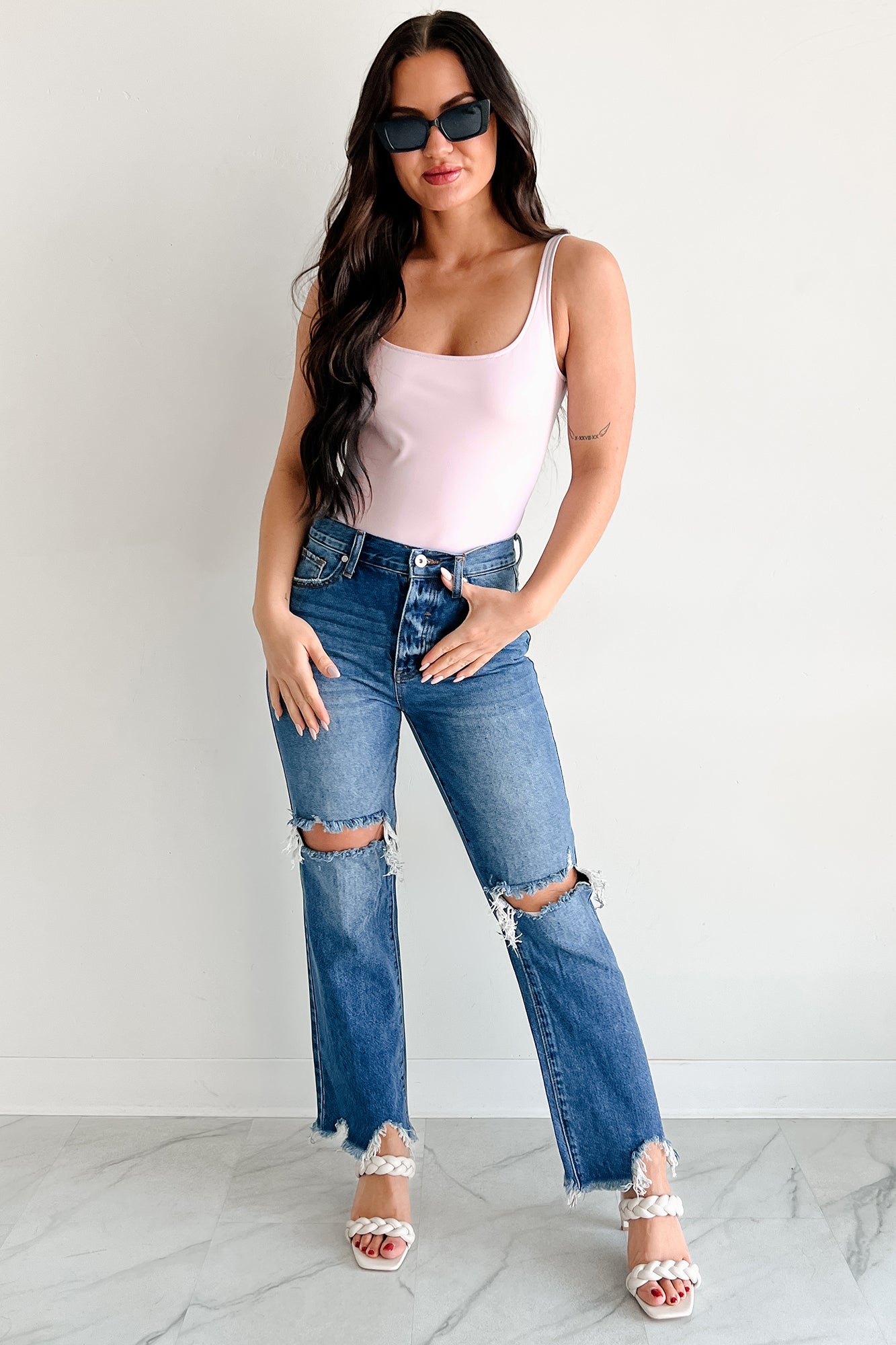 Summer Feels Forever Sleeveless Faux Leather Bodysuit (Lavender)