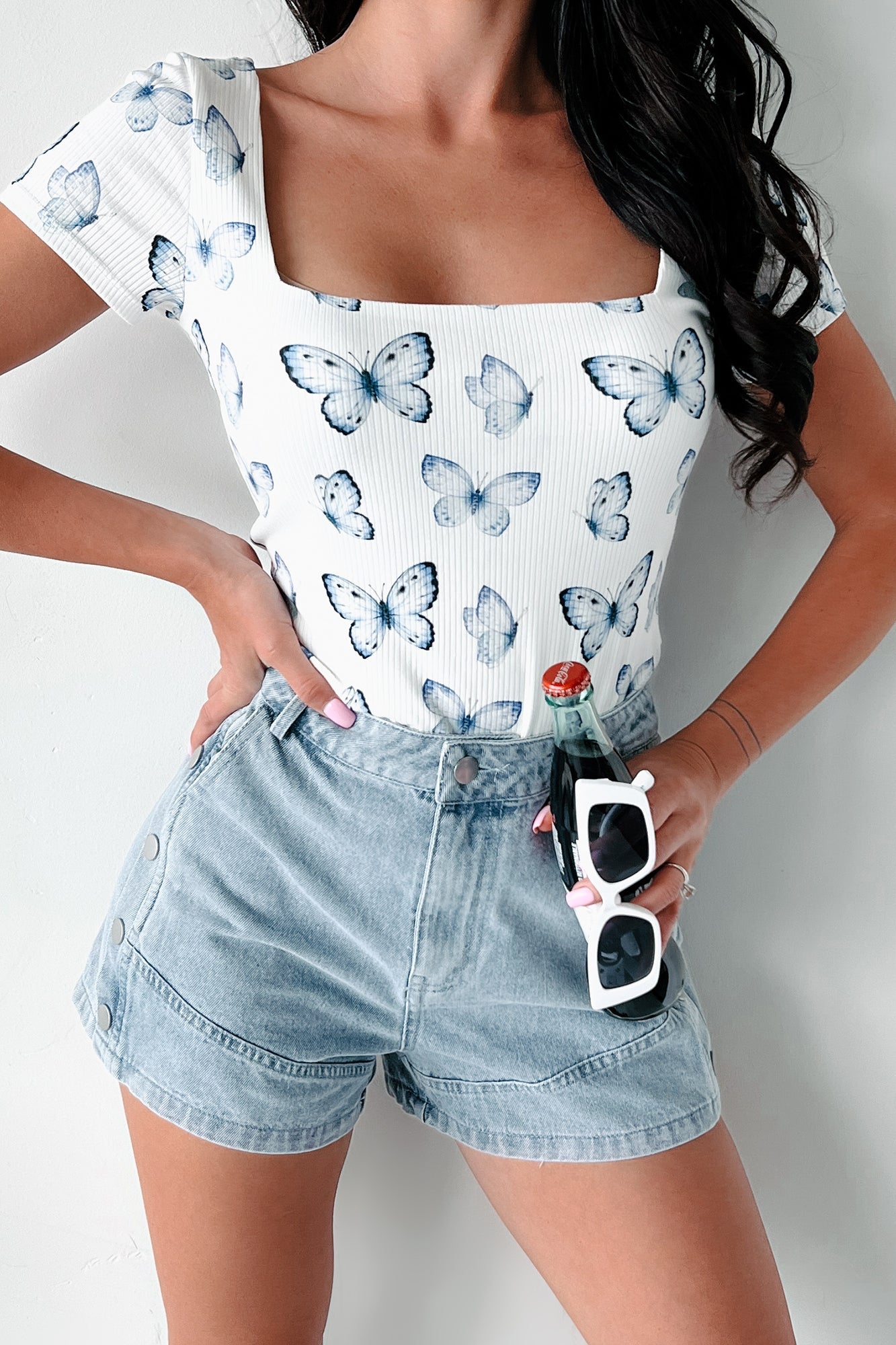 Everyday Happiness Butterfly Print Top (White/Butterfly)