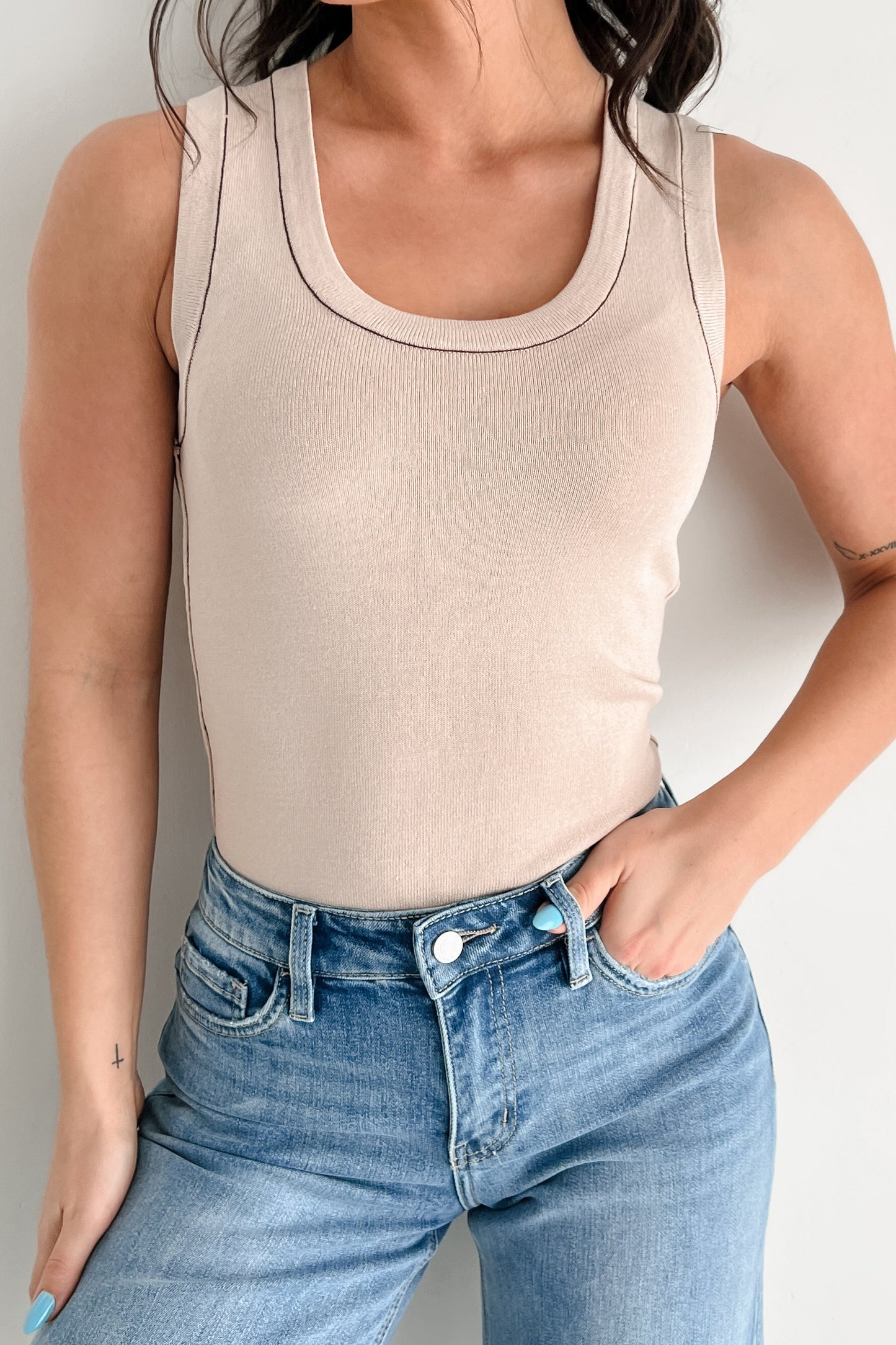 Focused & Fashionable Scoop Neck Tank (Taupe)