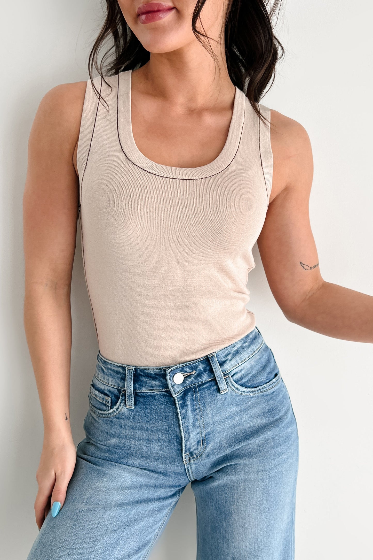 Focused & Fashionable Scoop Neck Tank (Taupe)