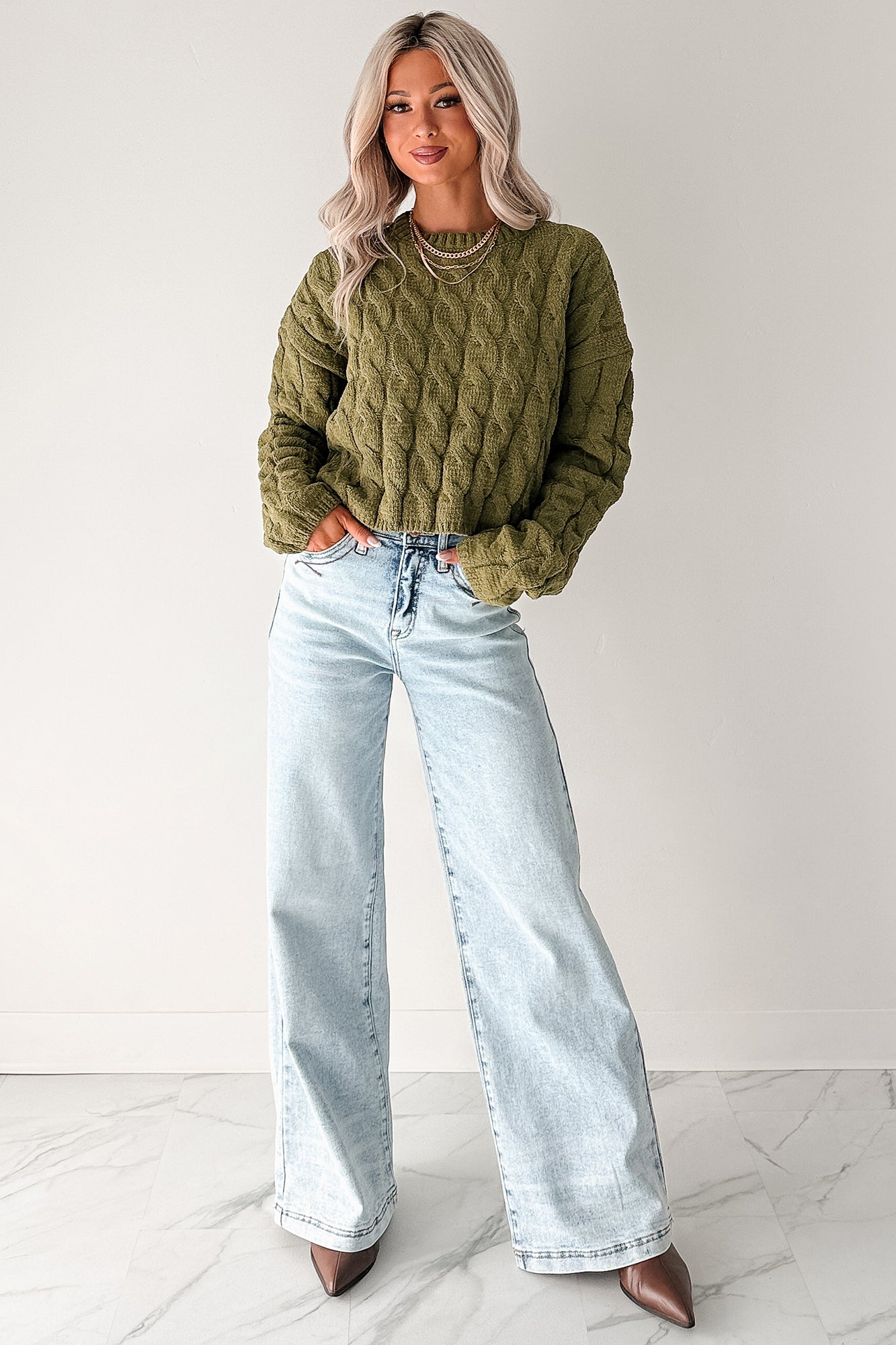 Ledger Tummy Control Wide Leg Saige Denim Jeans (Medium)