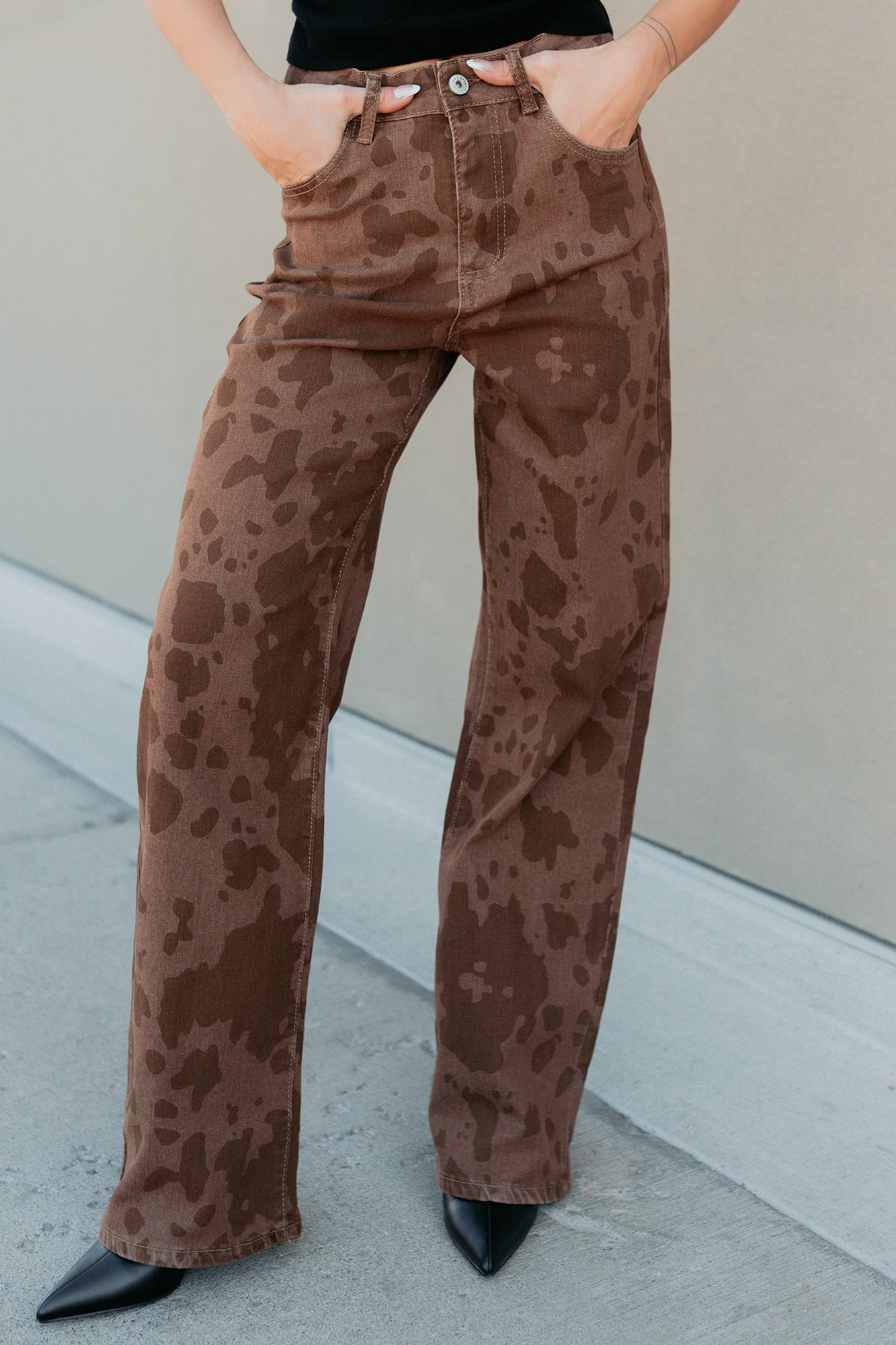 Valentina Stretchy Straight Leg Balboa Fashion Jeans (Cow Print)