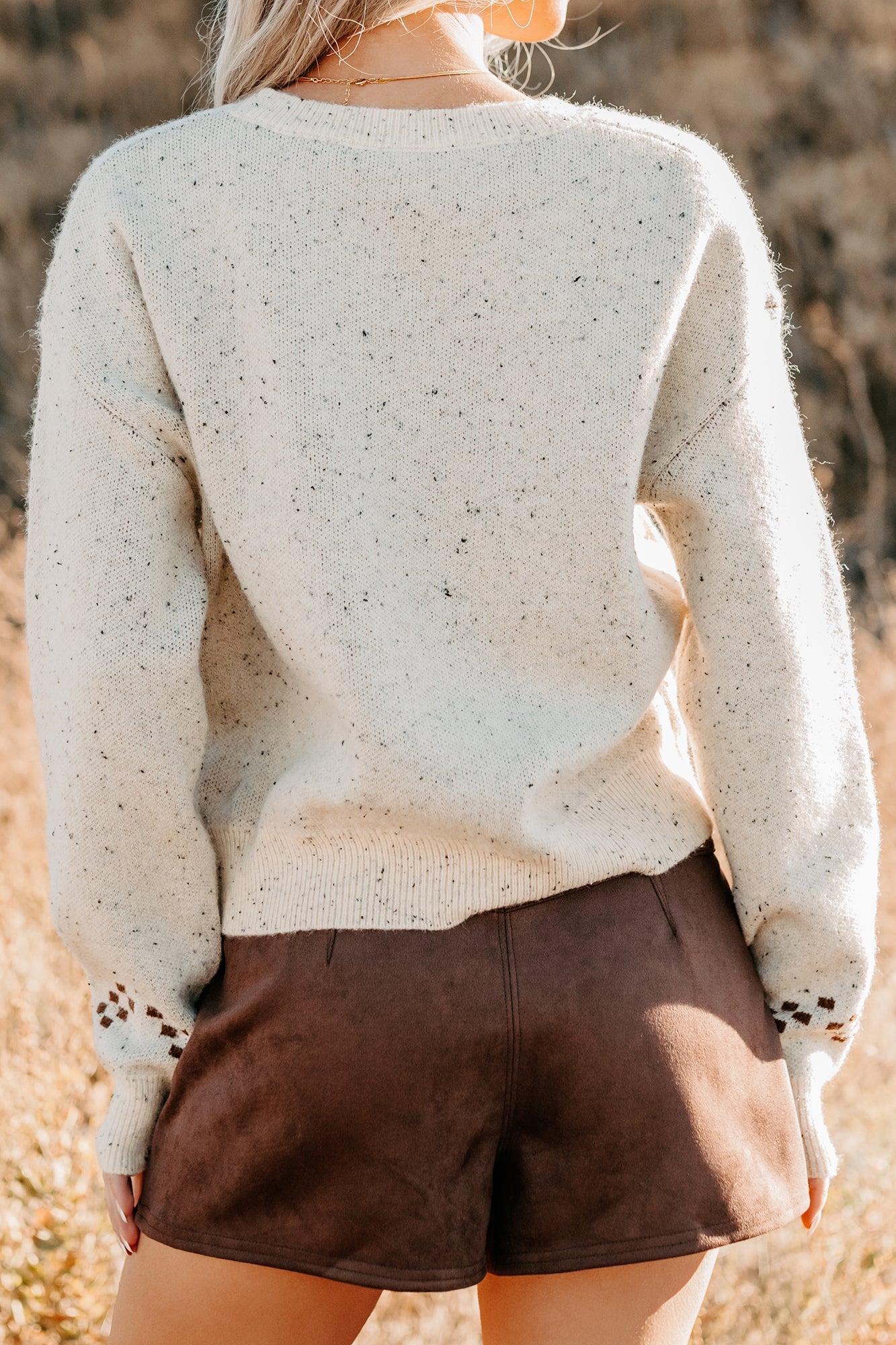Rodeo Radiance Horse Pattern Knit Sweater (Oatmeal)