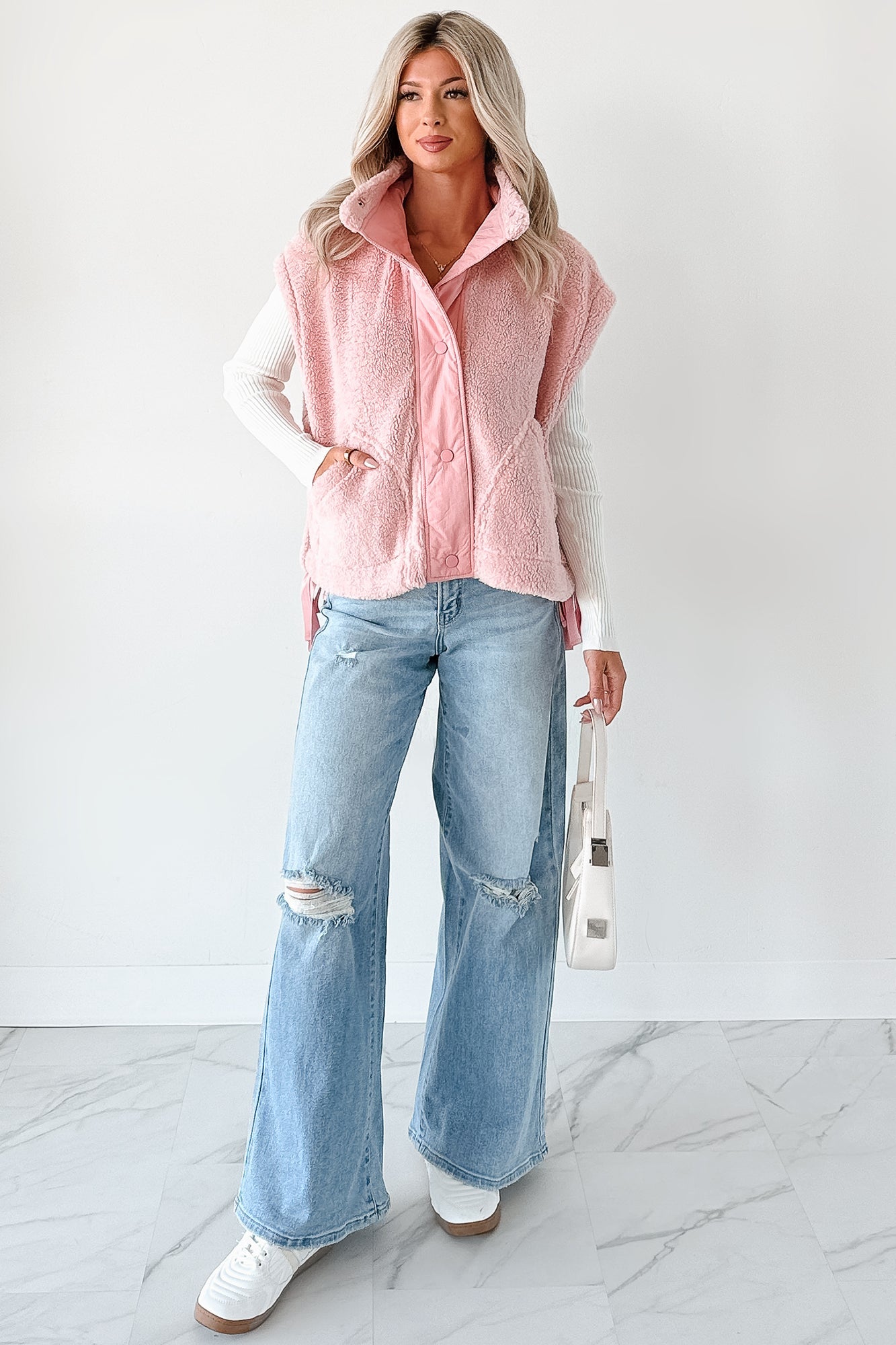 Jeremy High Rise Wide Leg Distressed Cello Jeans (Light)