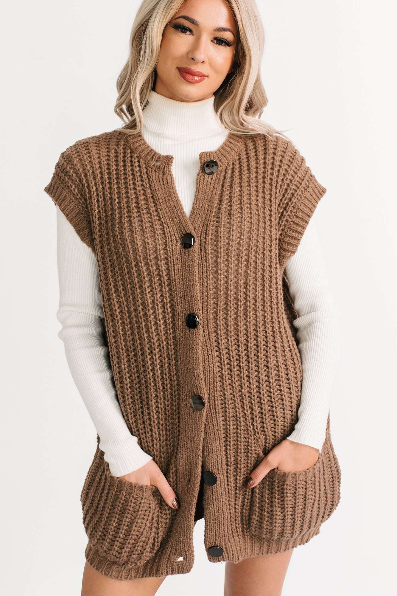 Cozy Carry Short Sleeve Cardigan (Brown)