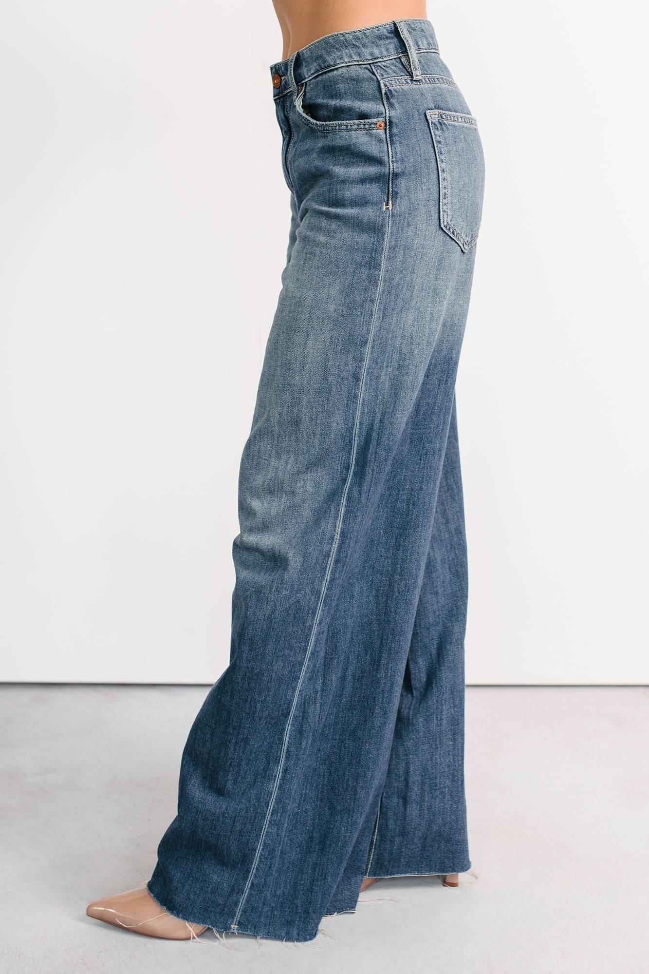 Aldo High Rise Wide Leg Hidden Brand Jeans (Medium Vintage)