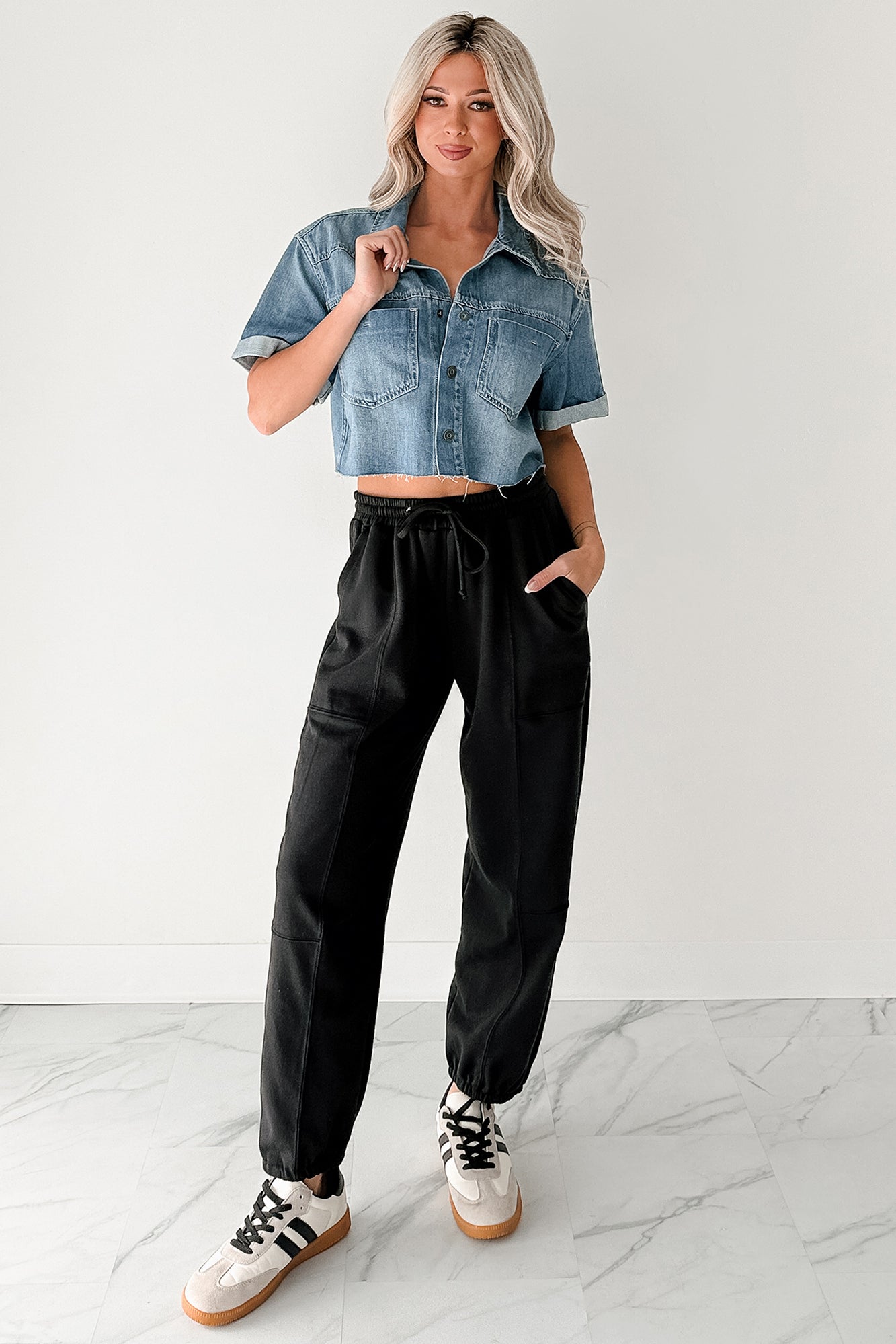 Casual Darling High Rise Jogger Sweatpants (Black)