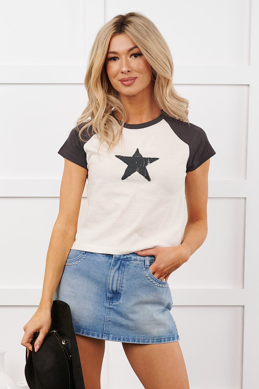 You're An All Star Graphic Raglan T-Shirt (Ivory/Charcoal)