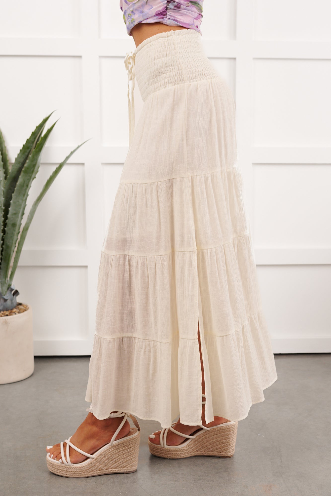 Free Falling Tiered Maxi Skirt (Dove)
