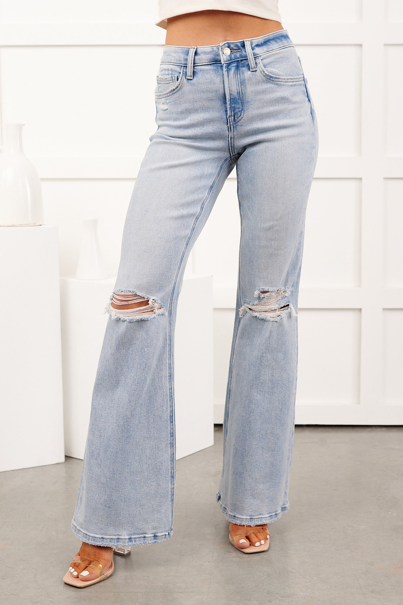 Beckie High Rise Flare Distressed Vervet Jeans (York)
