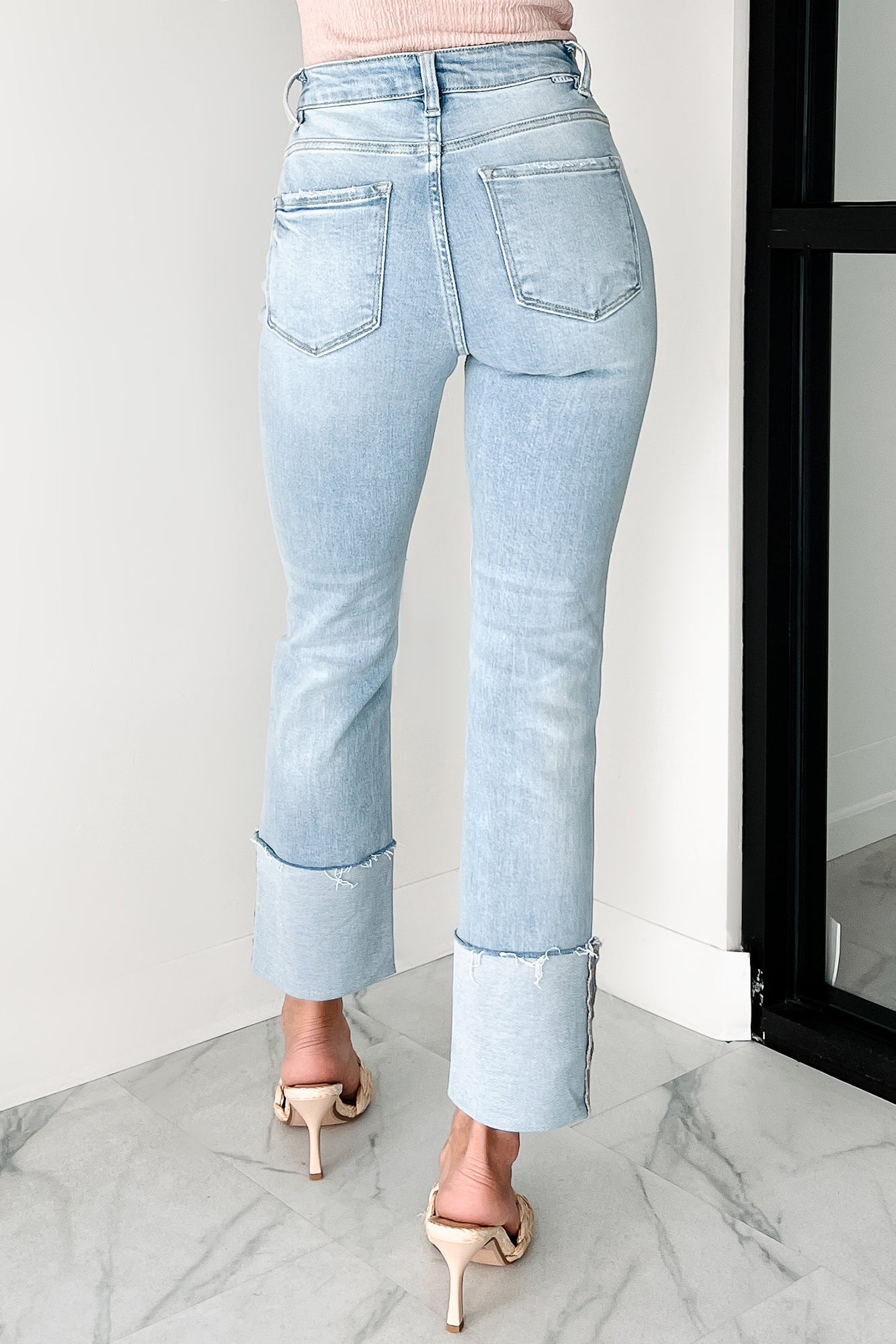 Flint High Rise Cuffed Ripped Risen Jeans (Light)
