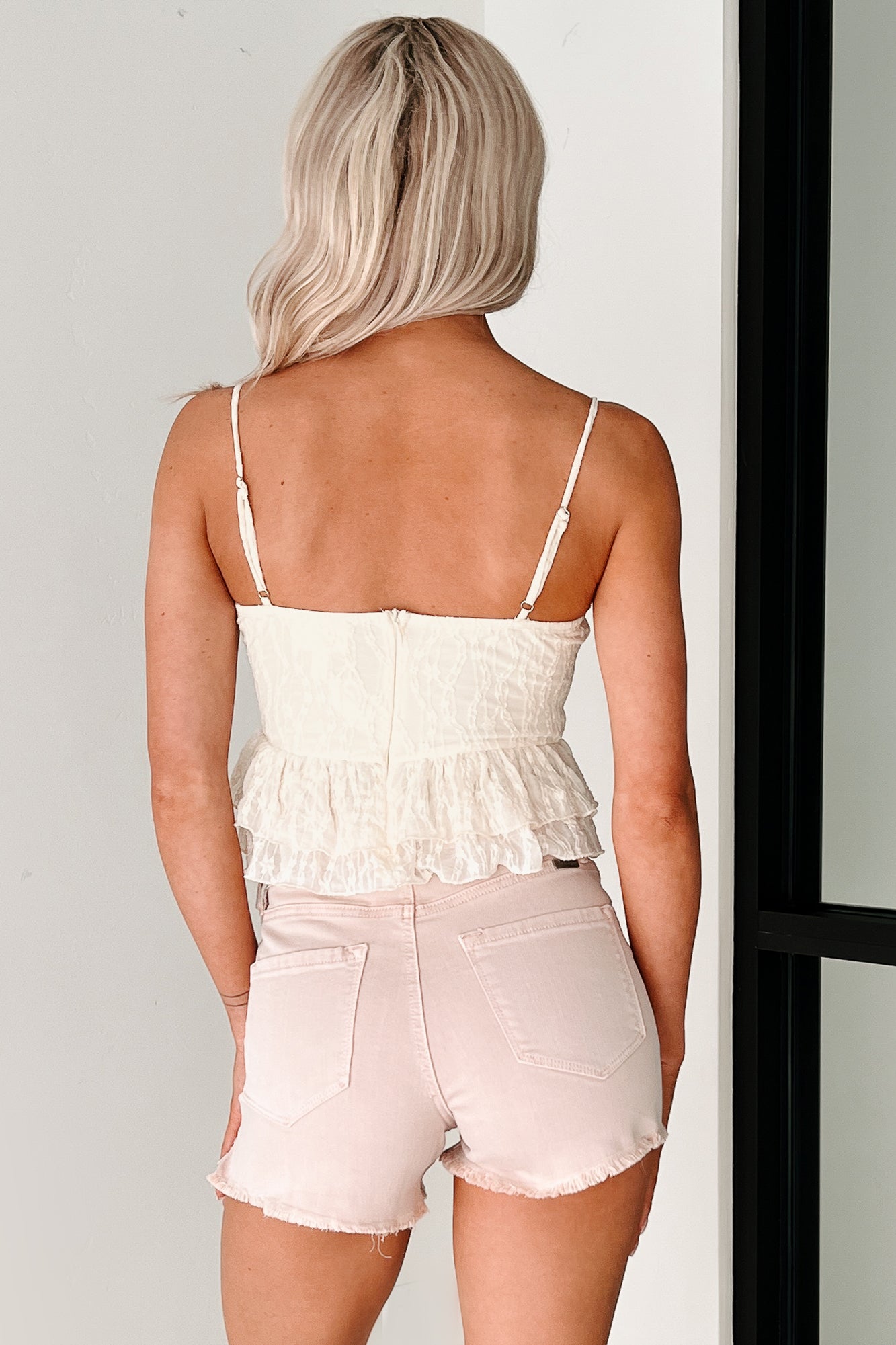 Garden Of Love Lace Peplum Crop Top (Cream)