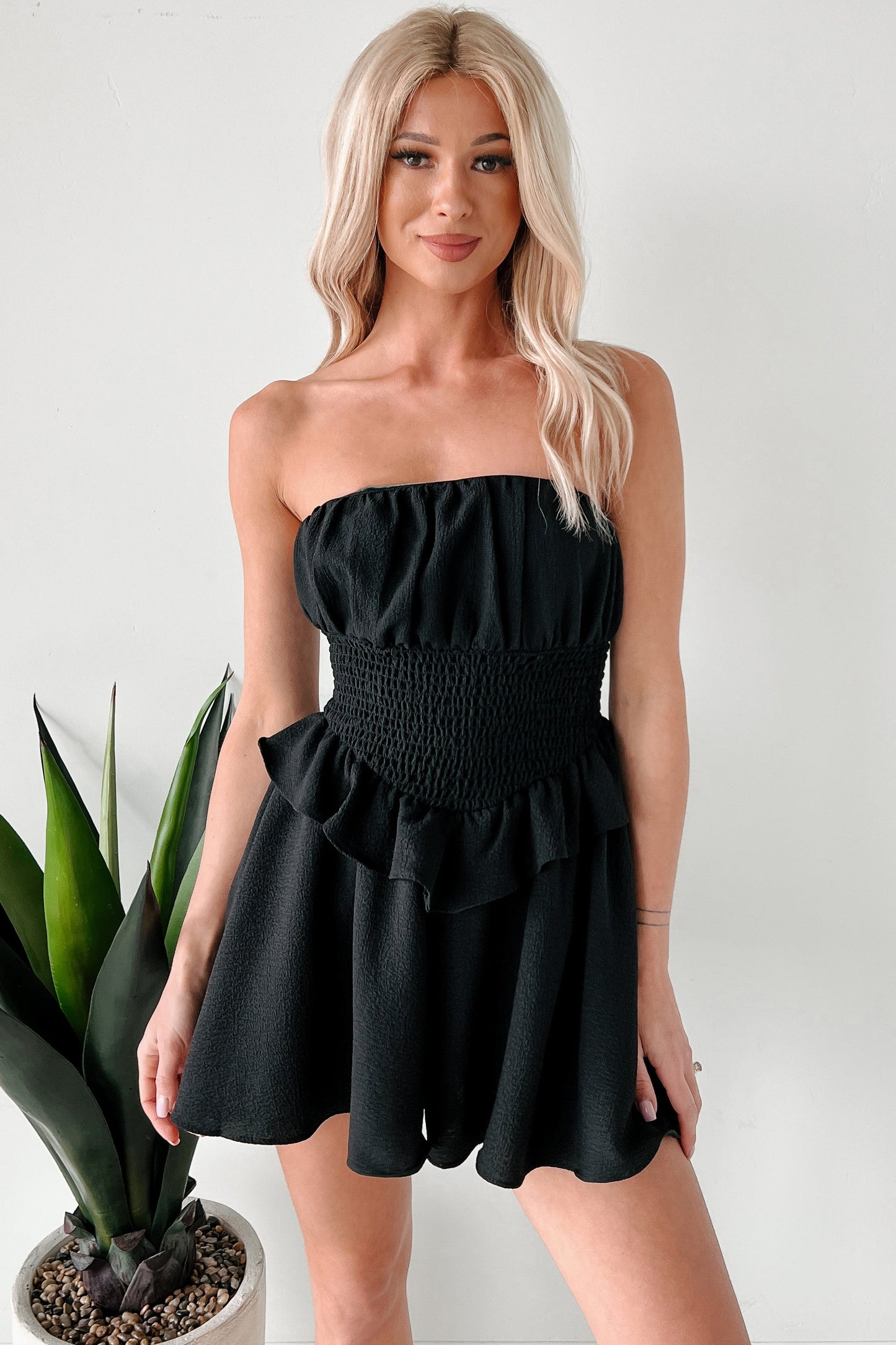 Dreams In The Garden Strapless Romper (Black)