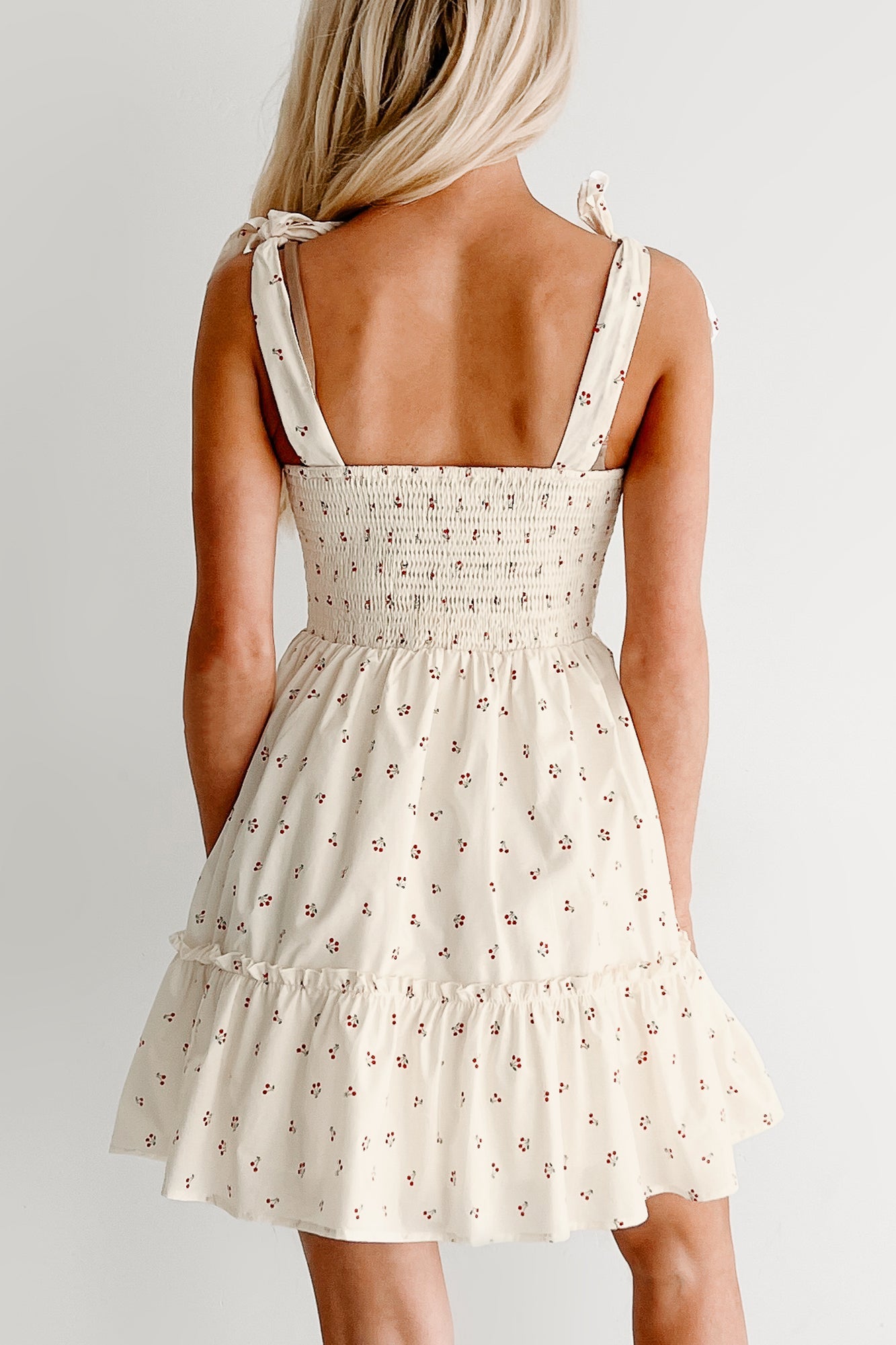 I'm All Yours Cherry Print Mini Dress (Cream)