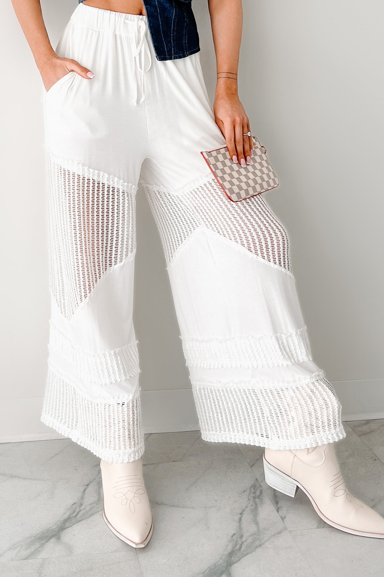 Barefoot Freedom POL Crochet Wide Leg Pants (White)