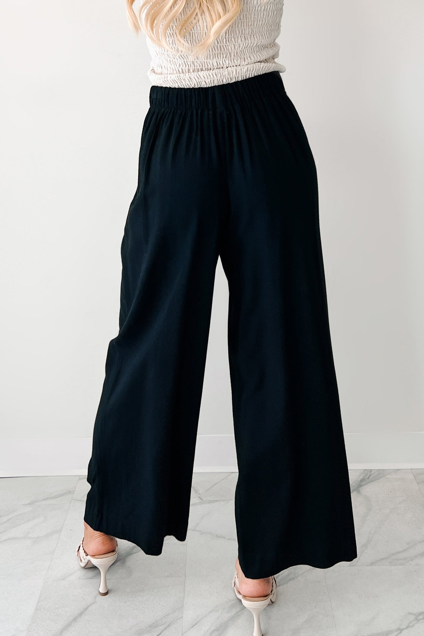All About Ease High Rise Pleated Linen Pants (Black)