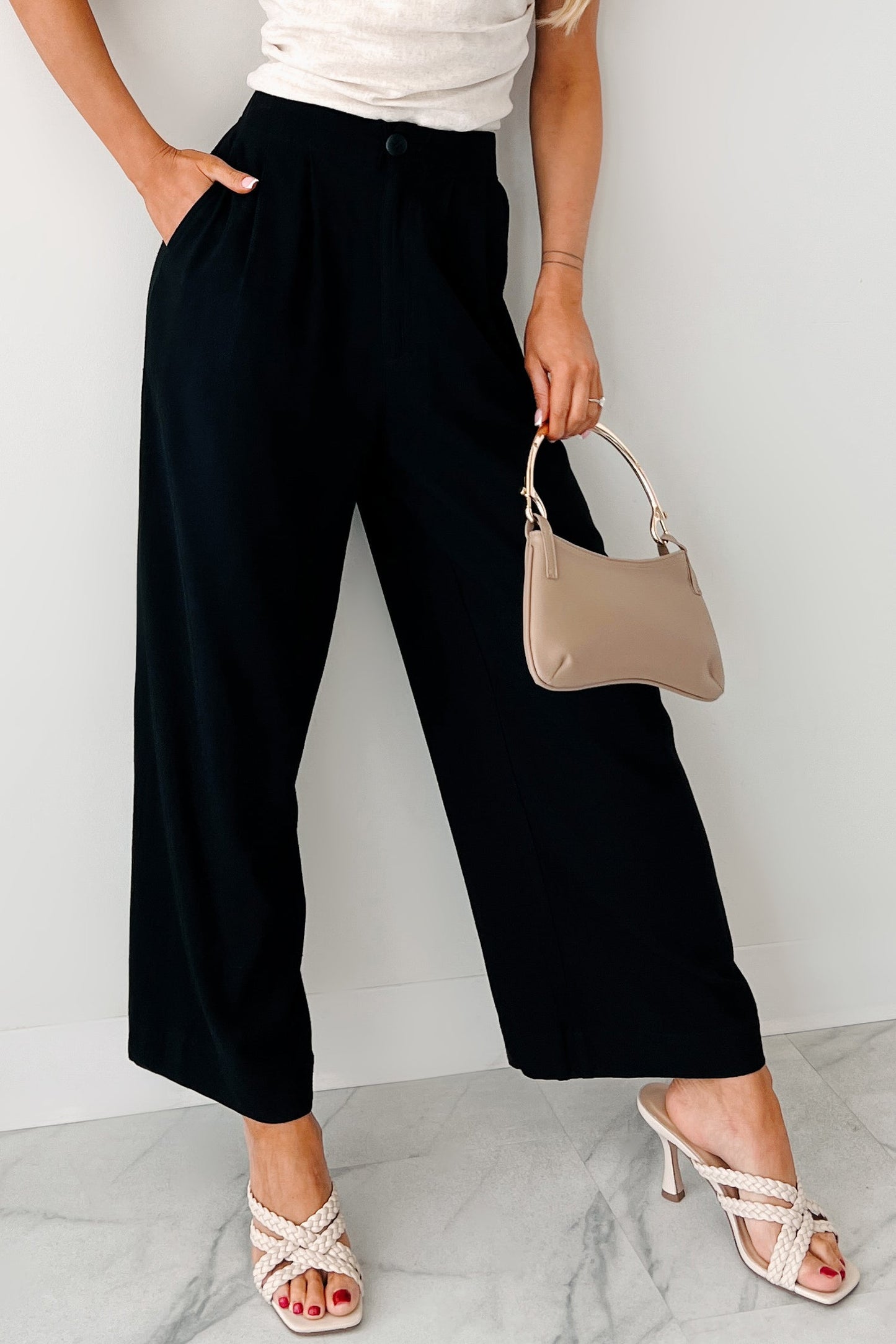 All About Ease High Rise Pleated Linen Pants (Black)